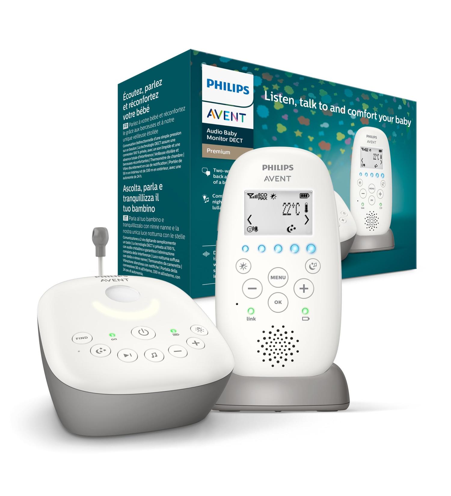 Philips Avent SCD733/26 Audio Baby Monitor | DECT Technology Eco-Mode Night Lights & Intercom | Long-Lasting Maximum Range - Buy Online on GoSupps.com