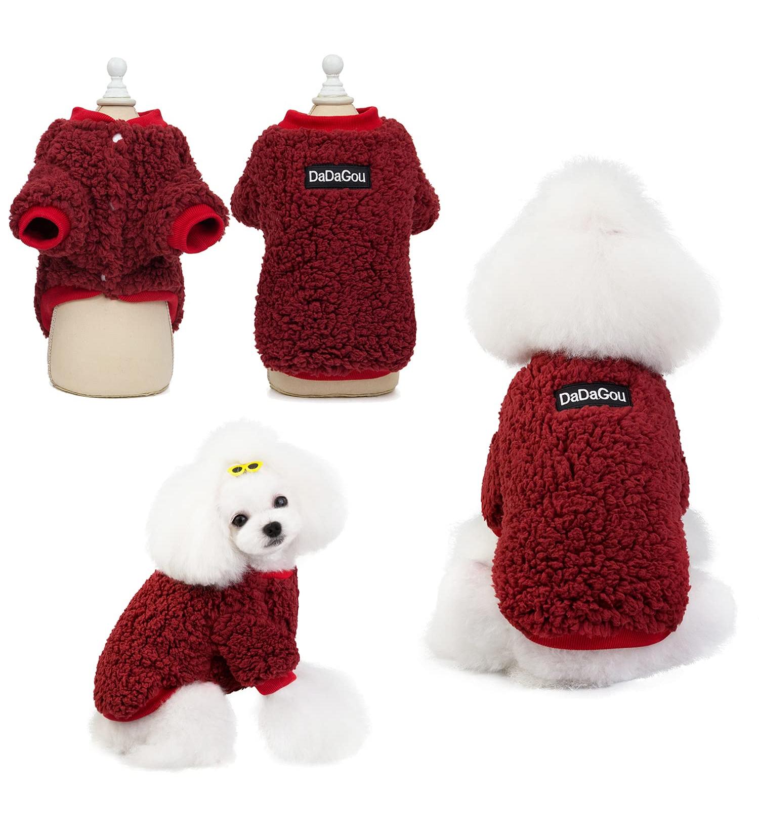 Shop Tineer Winter Lamb Kashmir Coat for Small & Medium Dogs - Warm Fleece Jacket in Red - Buy Online on GoSupps.com