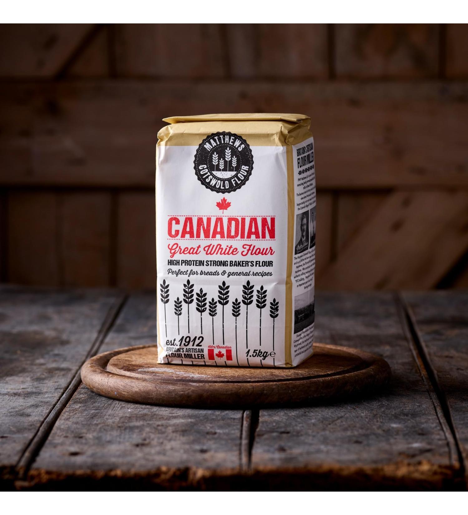 Matthews 100% Canadian Bread Flour 2X1.5Kg (3Kg) | 100% Canadian Strong Bread flour | Perfect for Open texture breads sourdough white bread white loaf - Buy Online on GoSupps.com