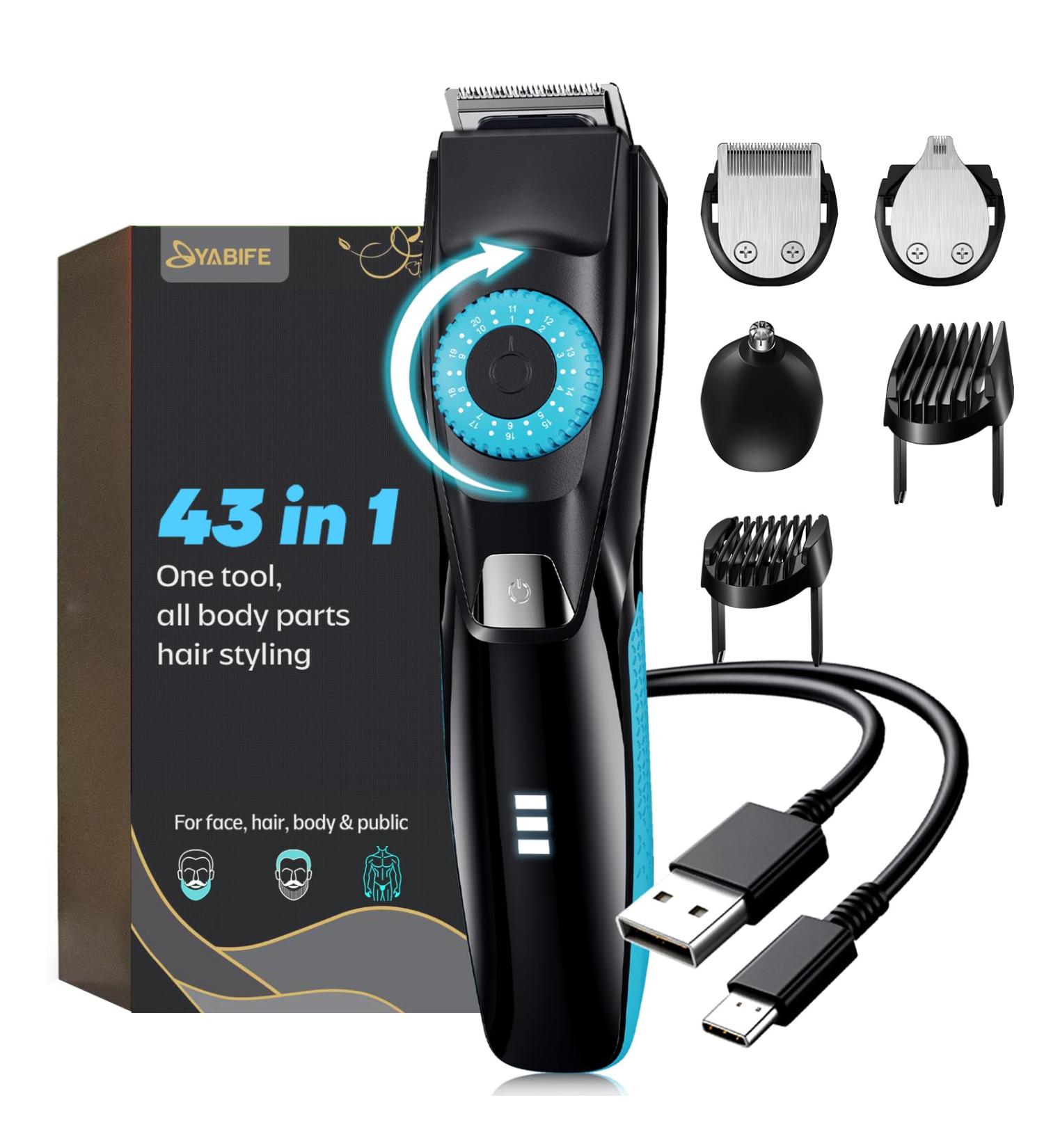 YABIFE 40 Precision Beard Trimmer for Men - Rechargeable Cordless All-in-One Hair Shaver for Face Head Nose Ear & Body - Travel-Friendly with Zoom Wheel & Lock - Buy Online on GoSupps.com