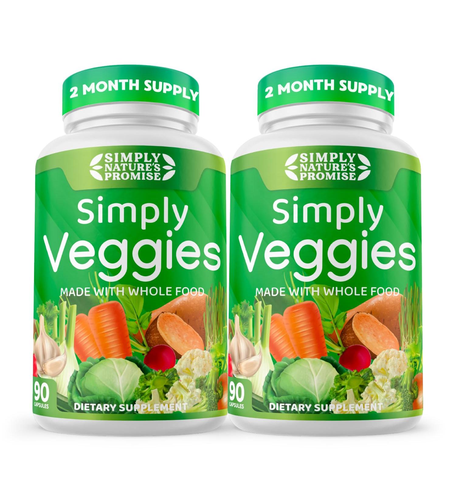 Simply Nature's Promise - 90 Soy-Free Veggie Capsules | Whole Food Superfoods 2 Month Supply with Beta Carotene & 18 Vegetables - Buy Online on GoSupps.com