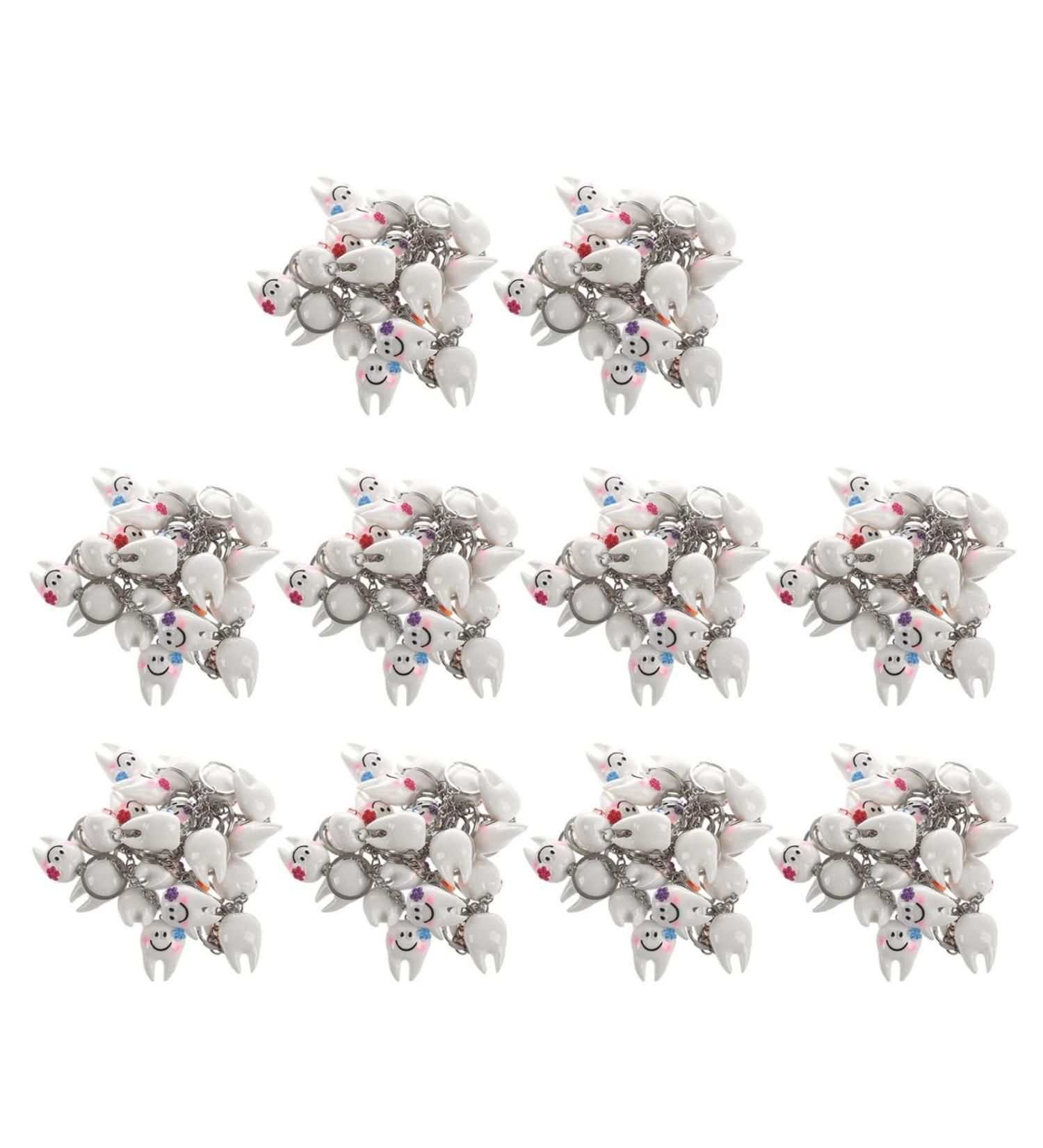AMIUHOUN 200 Pieces Tooth Shape Keychain Keyring - Perfect Sweet Dental Gift for All Occasions | International Shipping Available - Buy Online on GoSupps.com