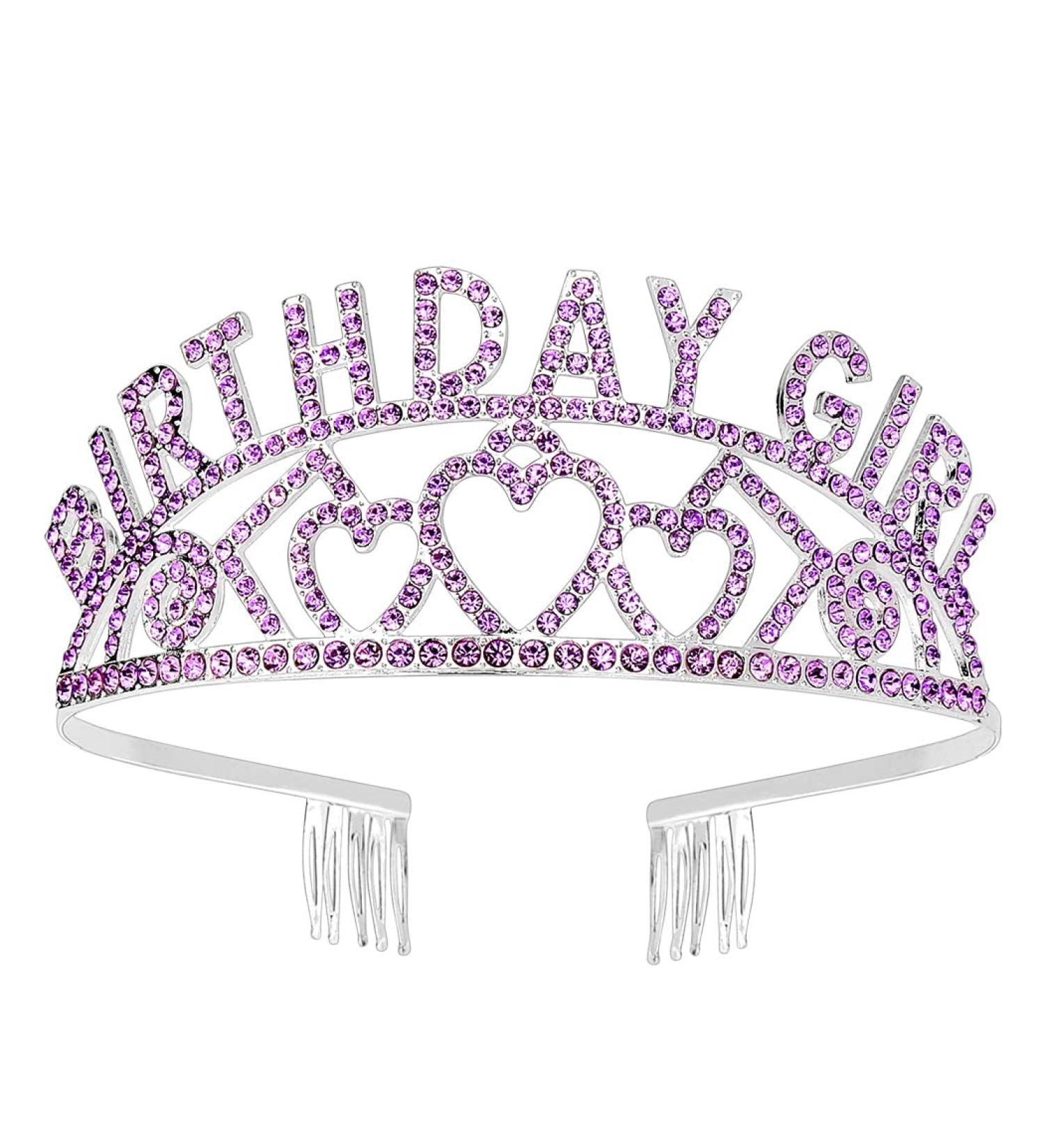 AOPRIE Purple Silver Birthday Crown for Women | Rhinestone Crystal Tiara for Girls - Buy Online on GoSupps.com