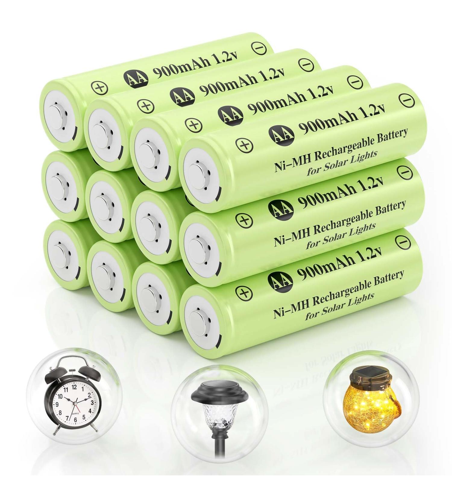 AA 1.2V Ni-MH Rechargeable Batteries - High Capacity 900mAh for Solar & Outdoor Lights (12 Pack - Buy Online on GoSupps.com