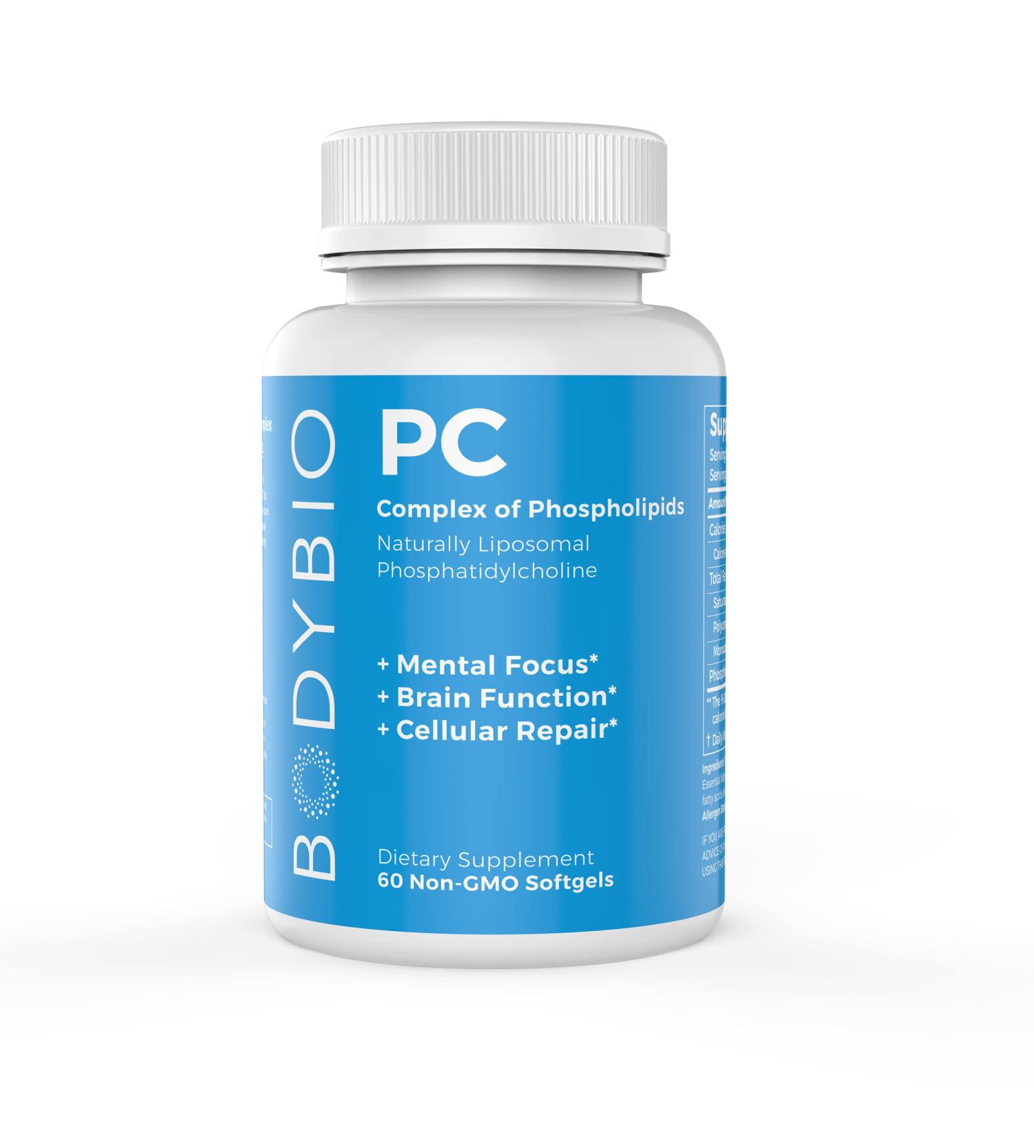 BodyBio PC Liposomal Phospholipid Complex - 60 Non-GMO Softgels | Premium Support - Buy Online on GoSupps.com