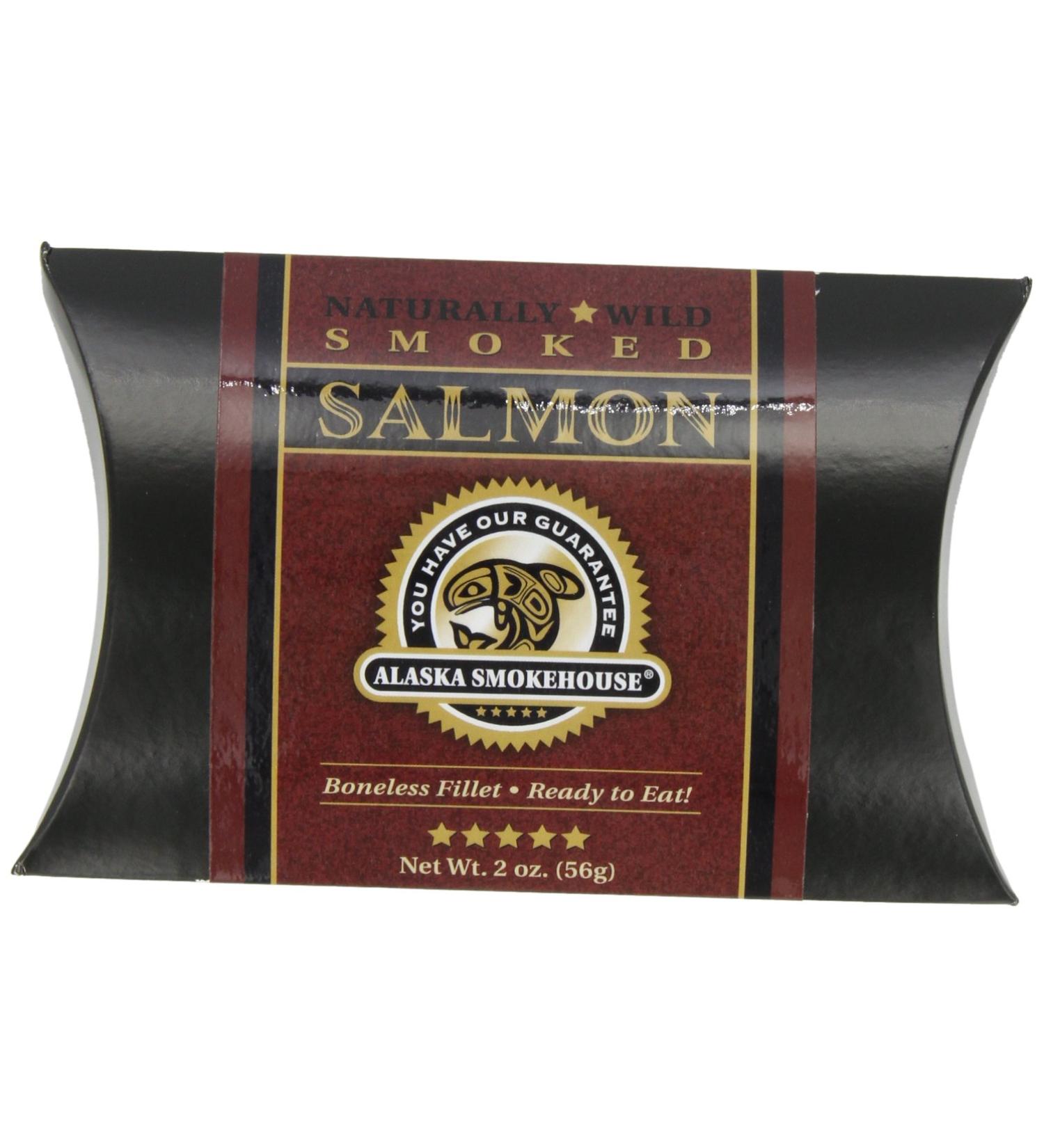 Alaska Smokehouse Smoked Salmon Fillet in Black Box with Crimson Wrap - 2oz (Pack of 1) - Buy Online on GoSupps.com