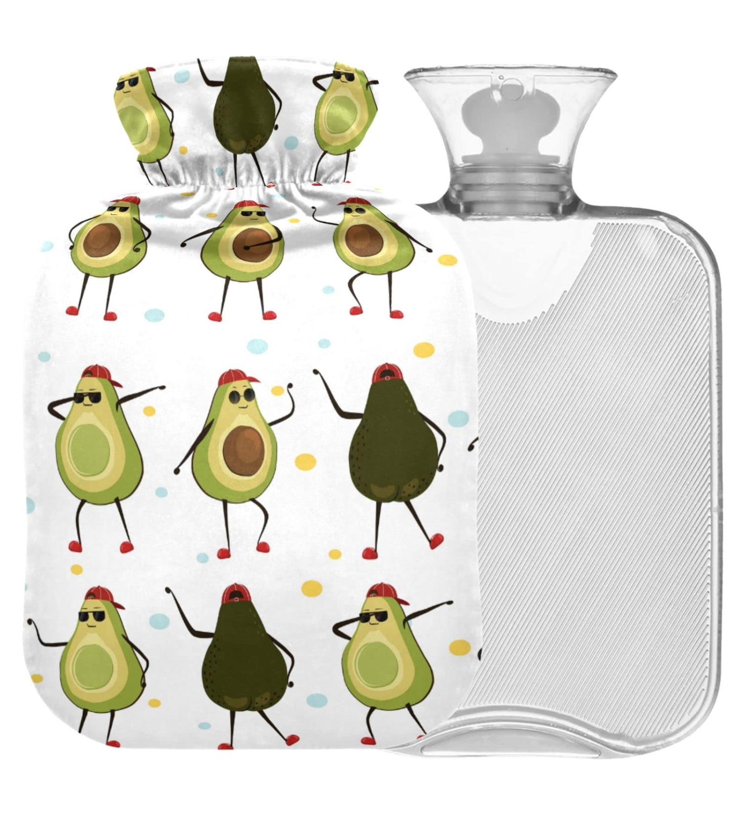 Naanle Dancing Avocado Hot Water Bottle 2L - Large Transparent Heat & Cold Therapy for Pain Relief | Perfect Bed Warmer for Hands & Feet - Buy Online on GoSupps.com