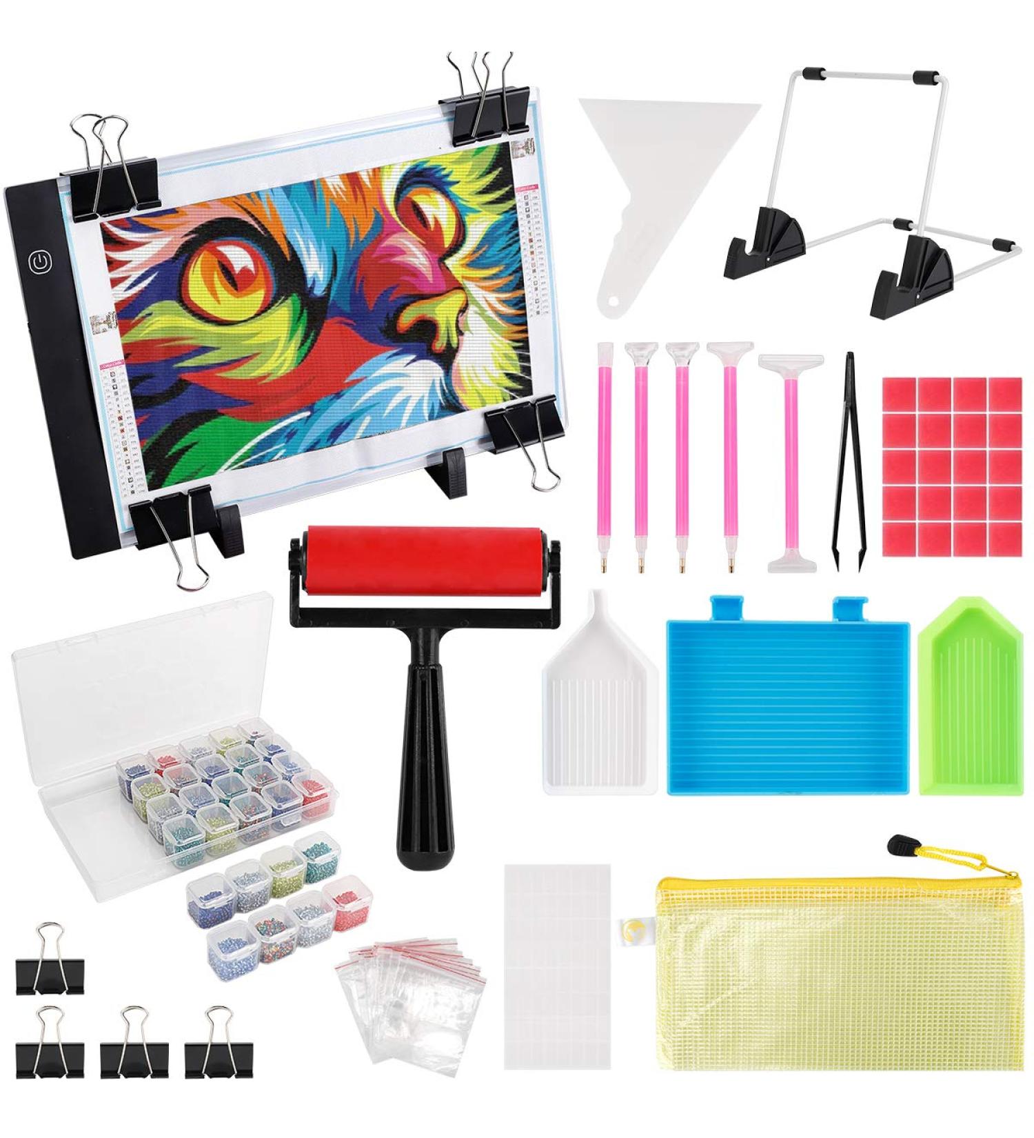 (159PCS) Diamond Painting A4 LED Light Pad Kit DIY Dimmable Light Brightness Board LED Artcraft Tracing Light Table Reusable A4 Painting Pads Great for Full Drill & Partial Drill 5D Diamond Painting. A4 Led pad - Buy Online on GoSupps.com