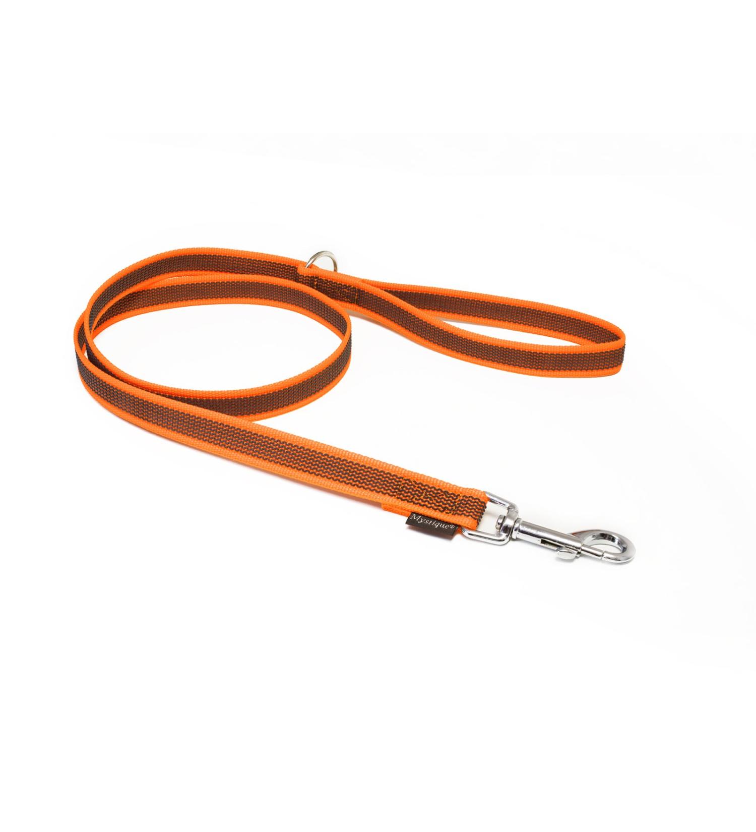 Mystique Rubberized leash 20mm with hand loop standard carabiner neon orange 1m 1m neon orange