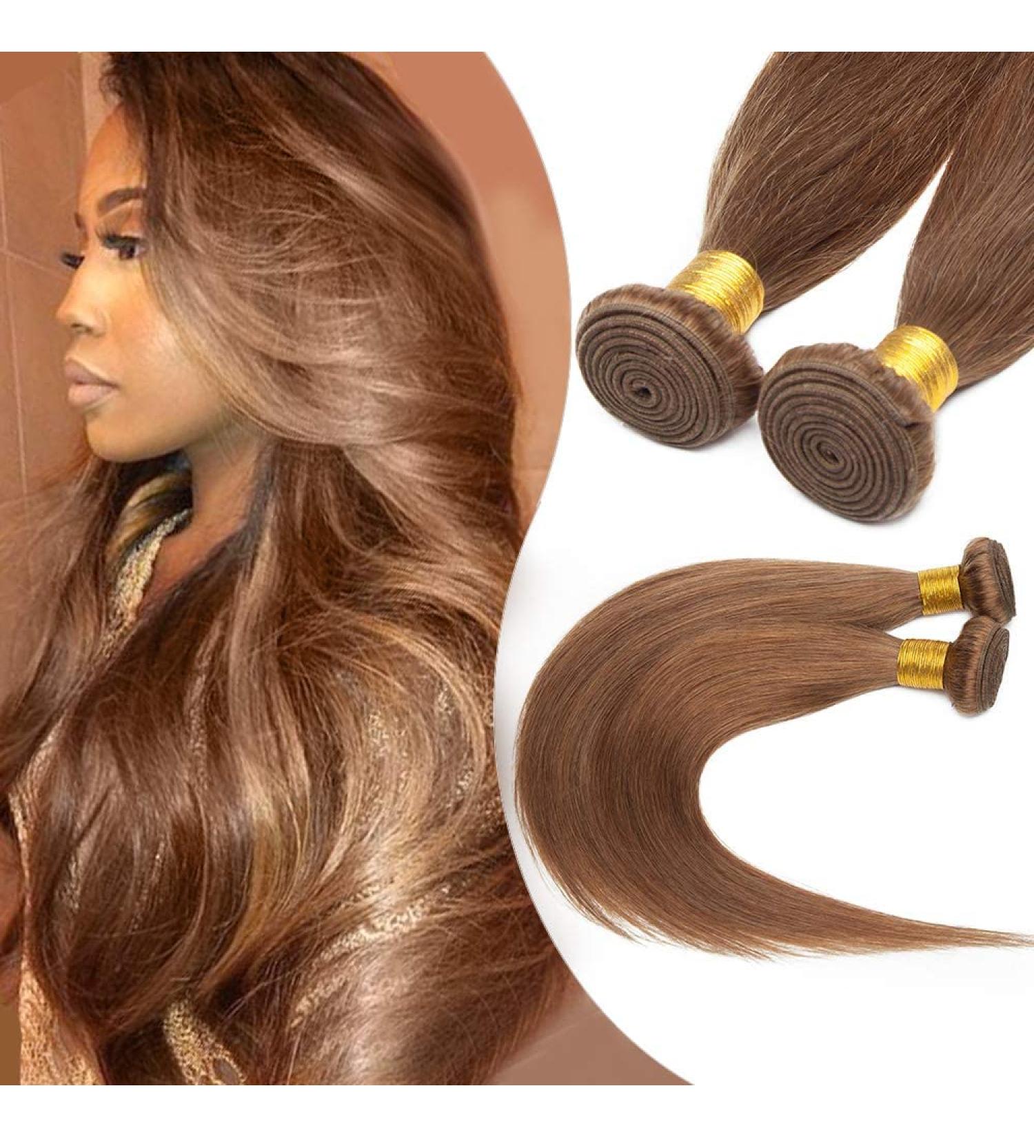Elailite Real Hair Sew-In Extensions - Brazilian Straight Hair Bundles 45cm 100g #06 Light Brown - Buy Online on GoSupps.com