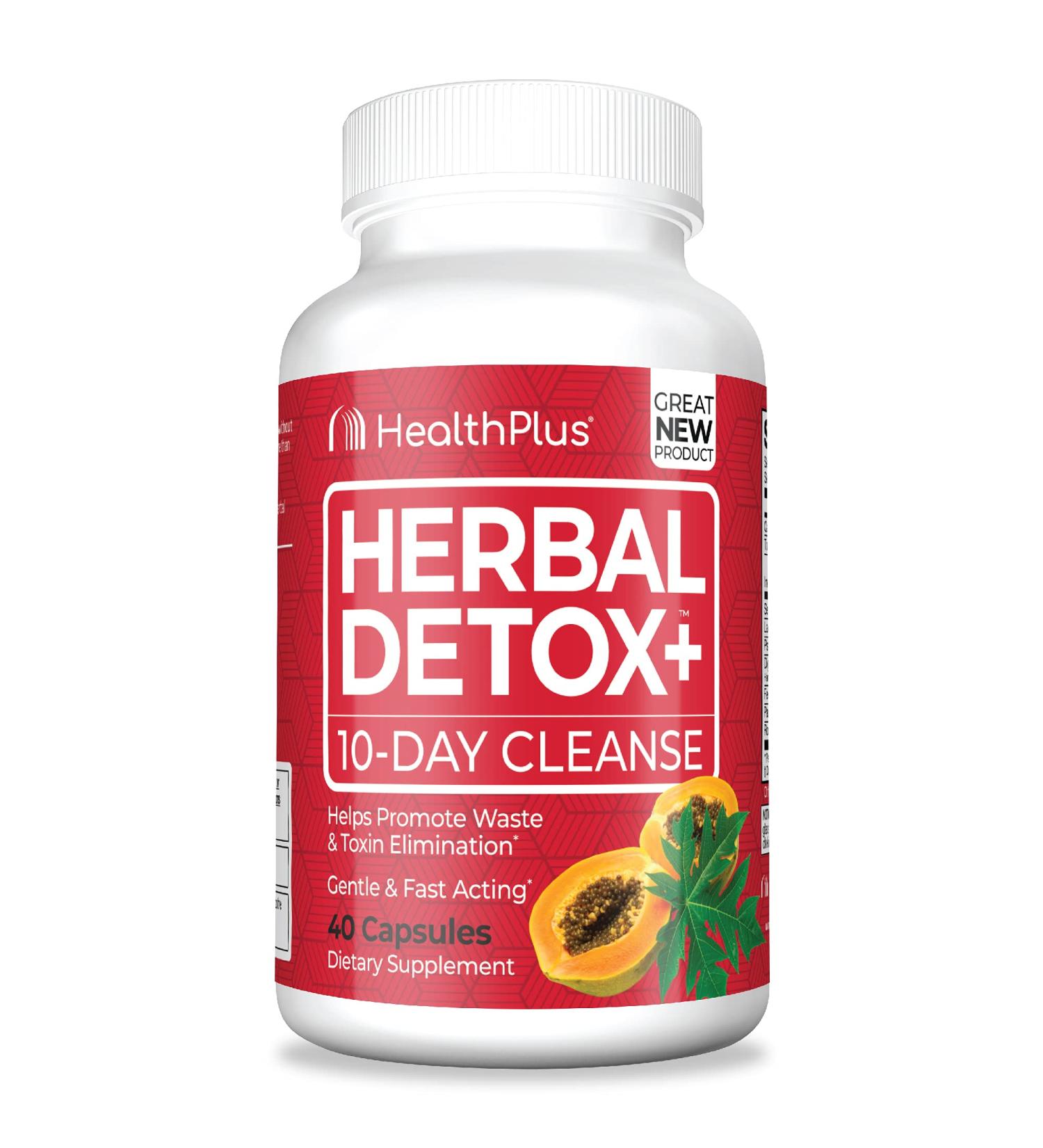 Health Plus Herbal Detox+ 10-Day Cleanse | 40 Capsules | 20 Servings - Buy Online on GoSupps.com