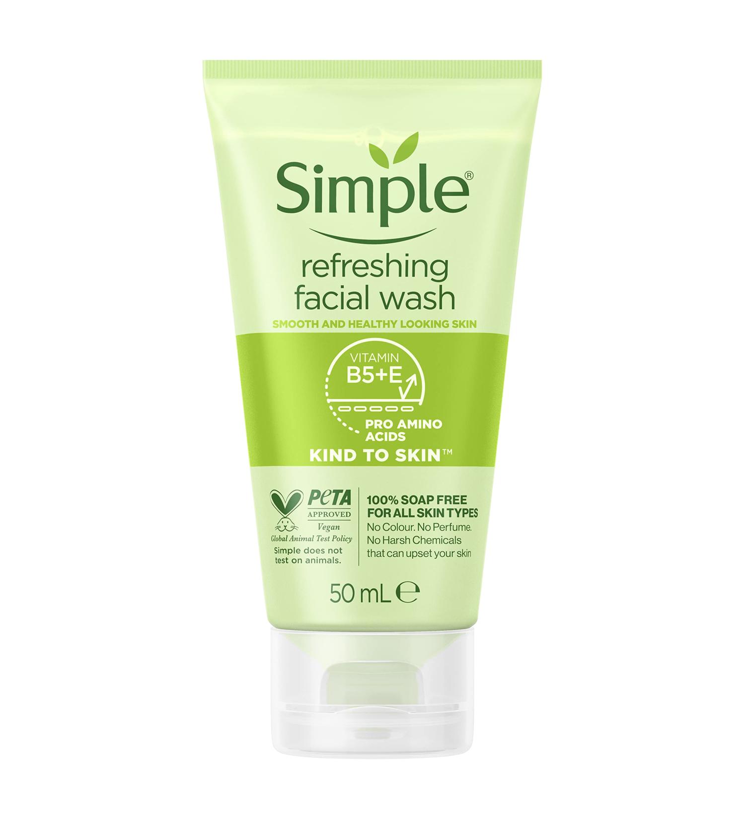 Simple Kind to Skin Refreshing Facial Wash 50ml Unscented - Gentle Face Cleanser - Buy Online on GoSupps.com
