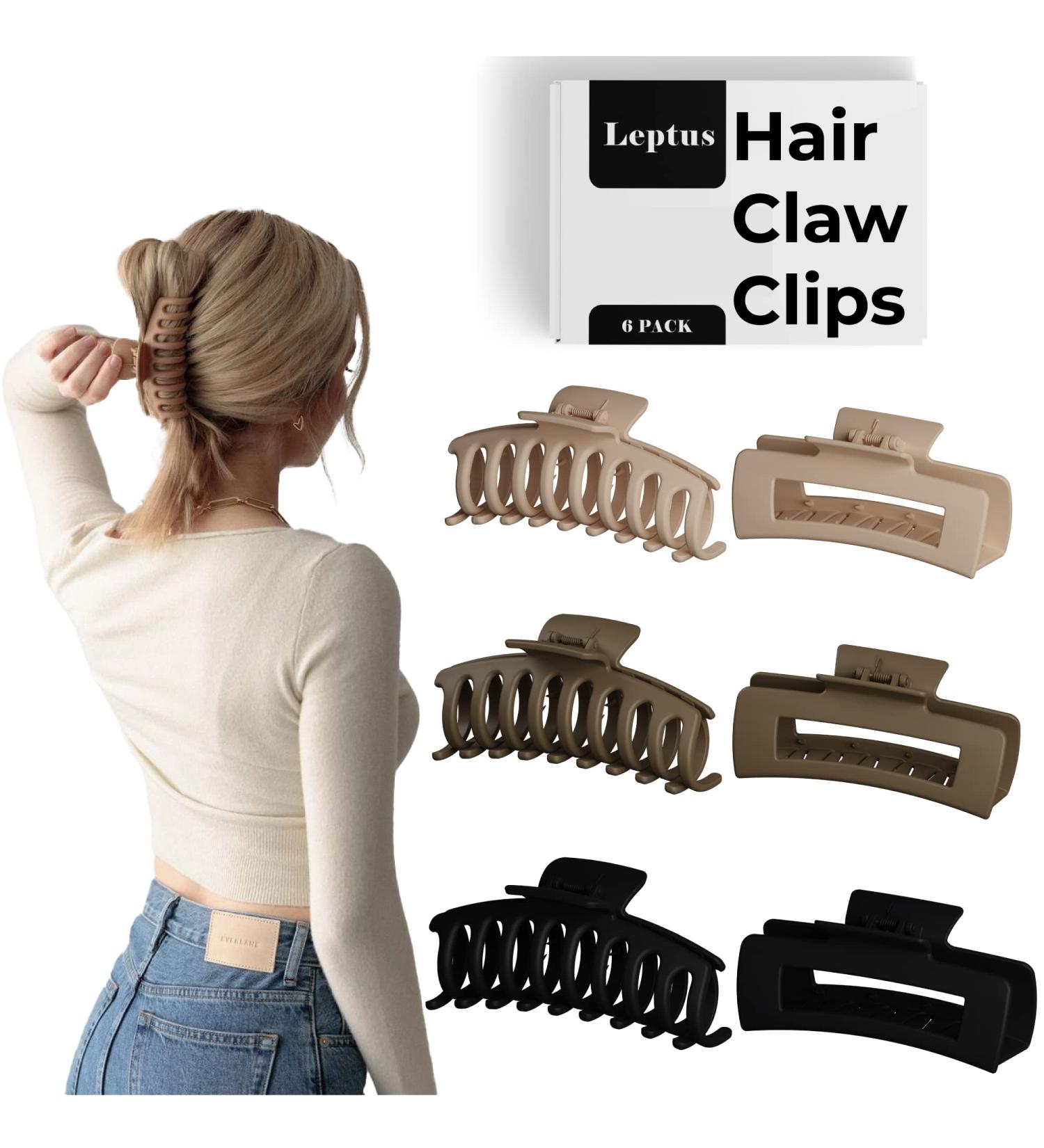 6 Pack Matte Finish Hair Clips for Women & Girls - 4.3 Inch Large Claw Clips for Thin & Thick Hair - Stronghold Grip - Buy Online on GoSupps.com
