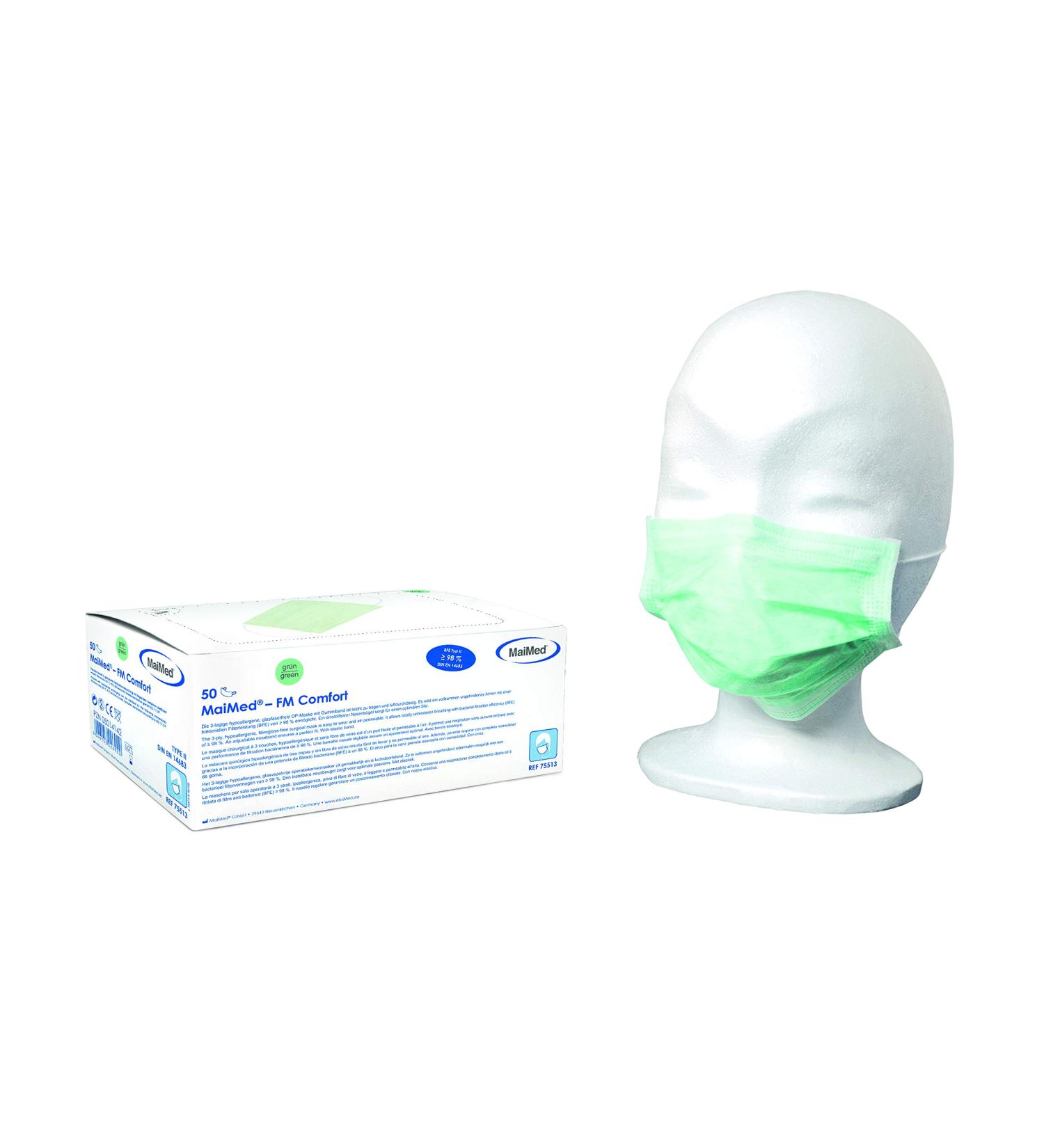 E.-face mask green with elastic band (50 pcs.)