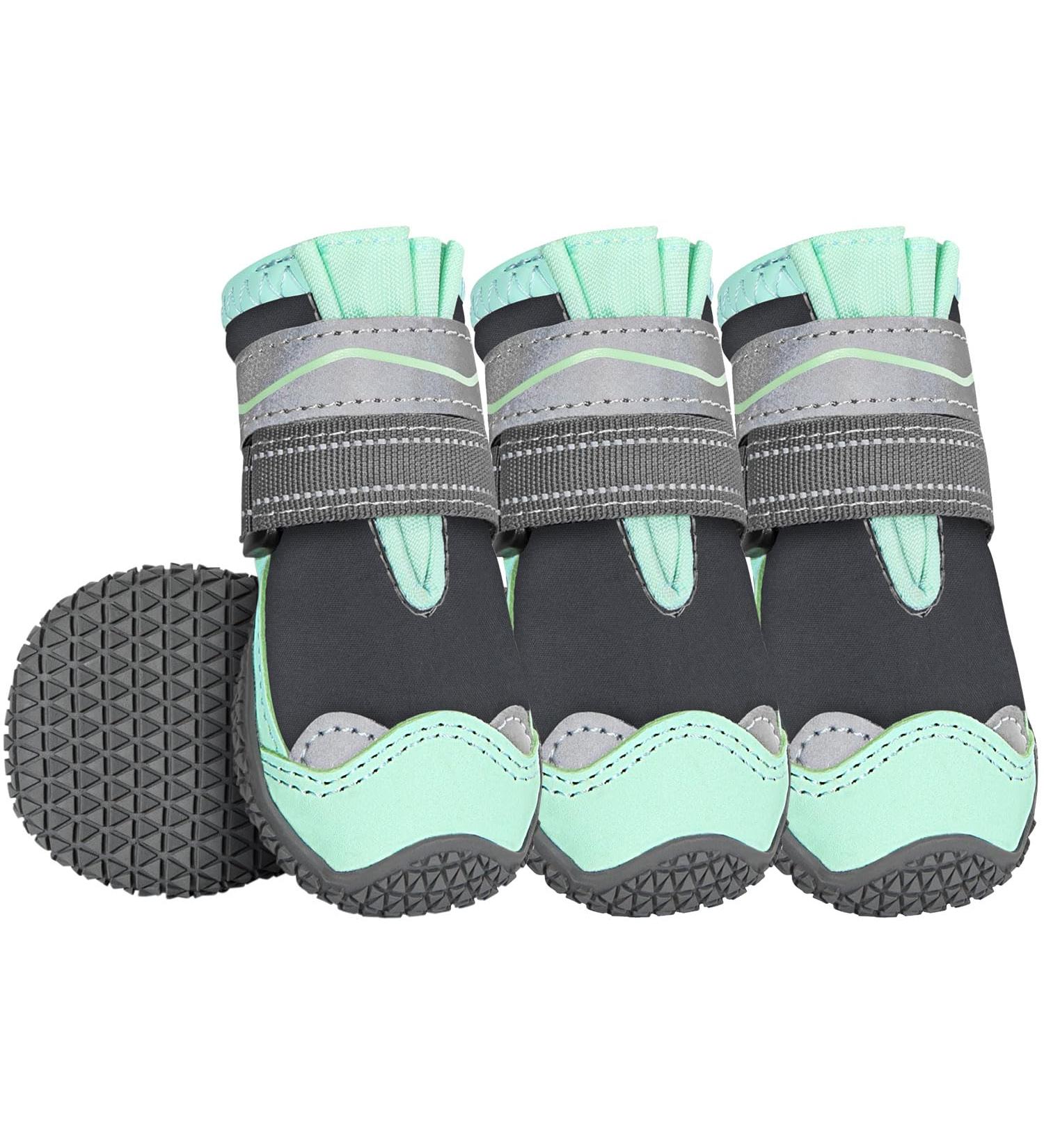 Eyin Dog Shoes - Water Repellent Non-Slip Paw Protection for All Dog Sizes | 4 Pack with Reflective Velcro Fastener - Green Size 8 - Buy Online on GoSupps.com