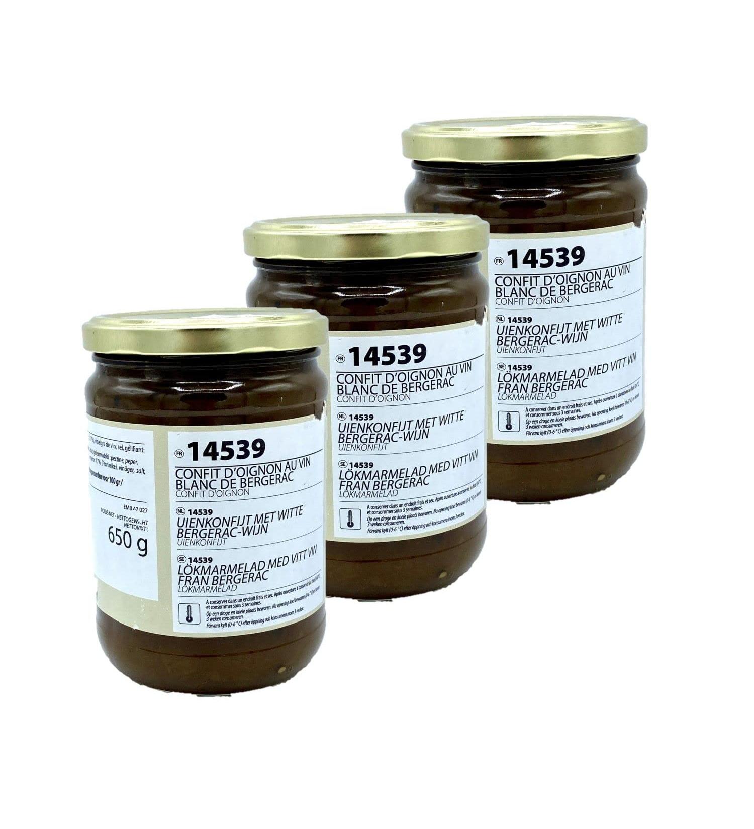 Pack of 3 x Onion Confit in Bergerac White Wine - Maison des Gourmets - 650g jar