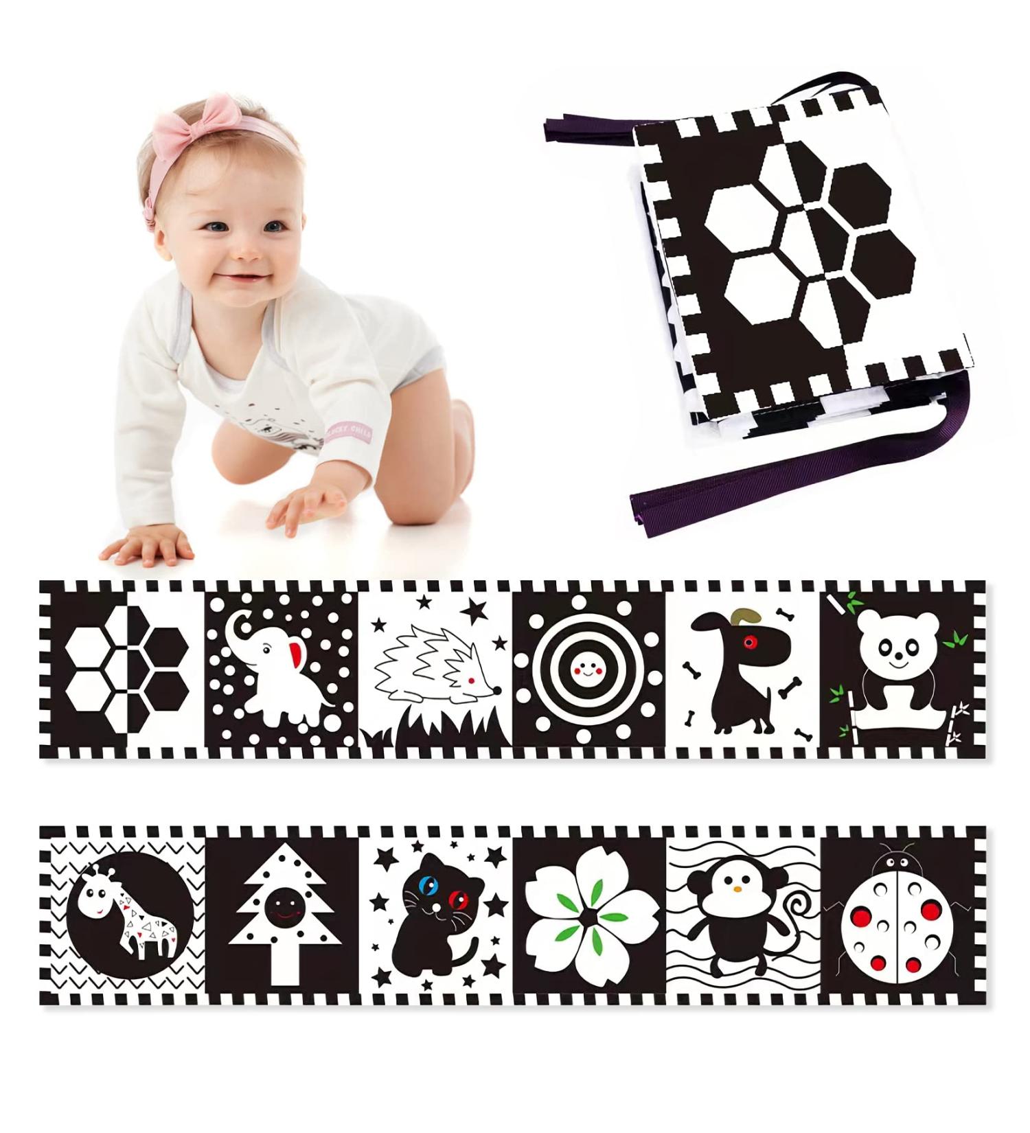 Idota Contrast Fabric Book for Babies - Black and White Soft Picture Book with Animal & Insect Graphics | Ages 0+ Months | Ideal Toddler Development - Buy Online on GoSupps.com