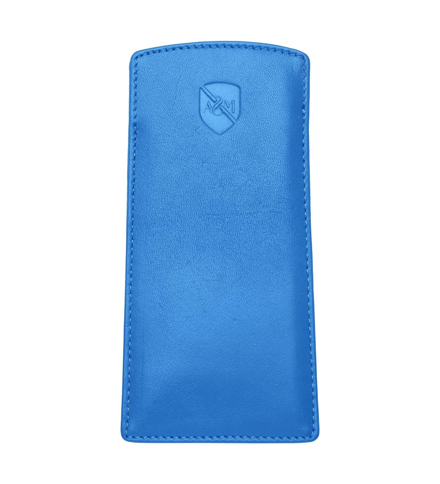 ALLEN & MATE Genuine Leather Glasses Case - Slim Soft Eyeglass Cover & Cleaning Cloth - Premium Blue Style for Optimal Eye Care - Buy Online on GoSupps.com