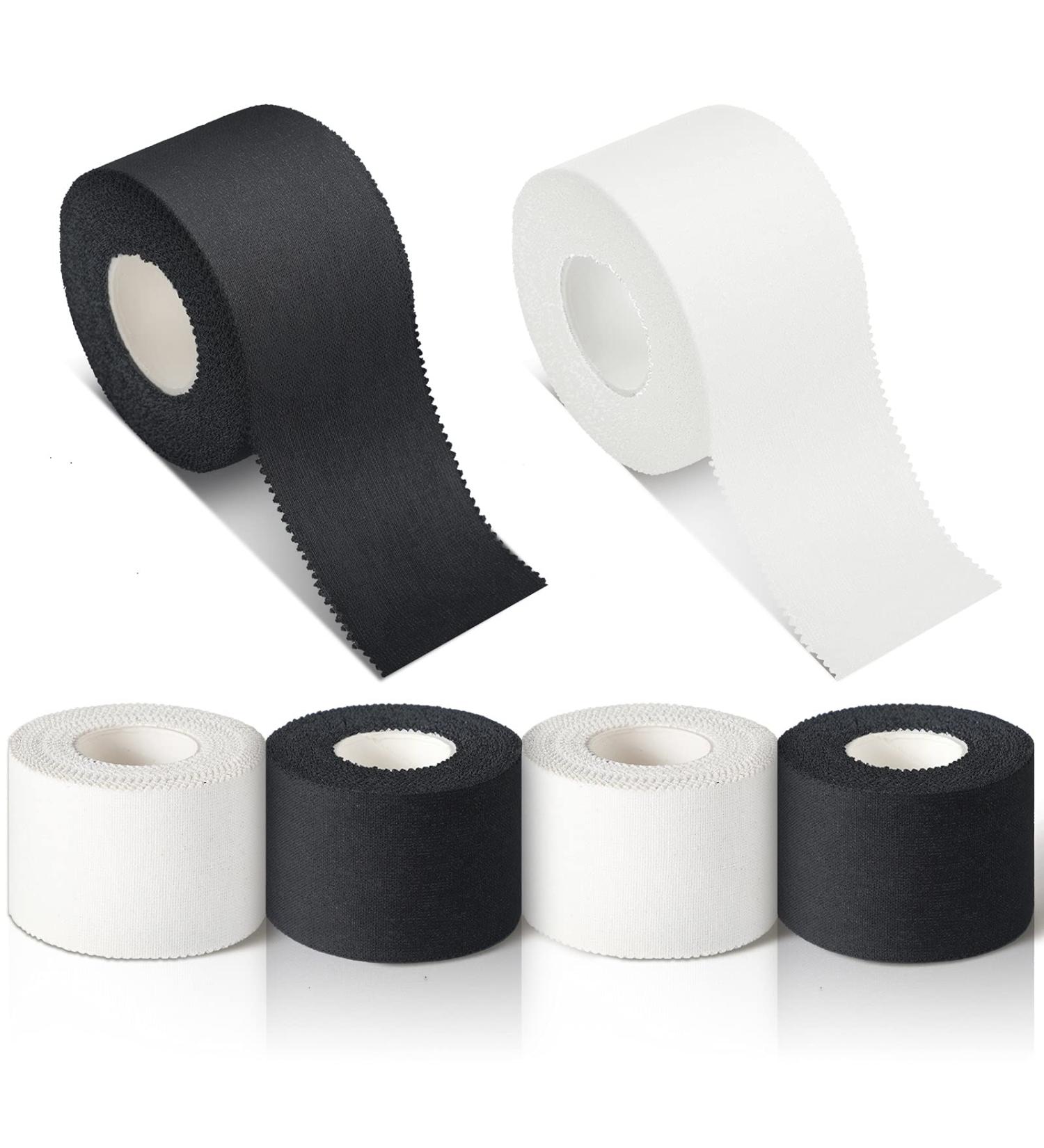 4 Pcs Pre Wrap Athletic Tape Set - Strong, Easy-Tear Finger & Wrist Tape for Athletes - 1.5 Inch x 33 Feet (Black/White) - Buy Online on GoSupps.com