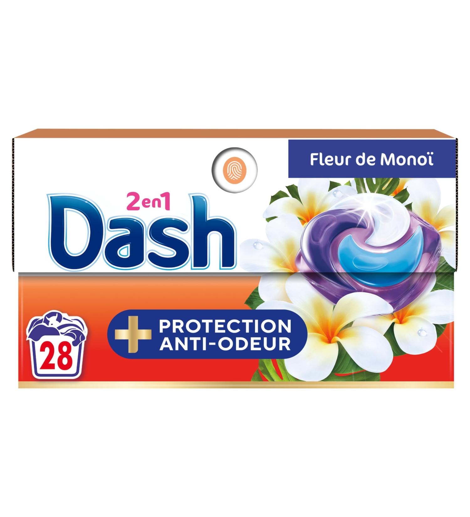 Dash 2-in-1 Pods Laundry Capsules 112 Washes (4 x 28 Tablets) Monoi Flowers Anti-Odour Protection Ultra Cleansing and Lon - Buy Online on GoSupps.com