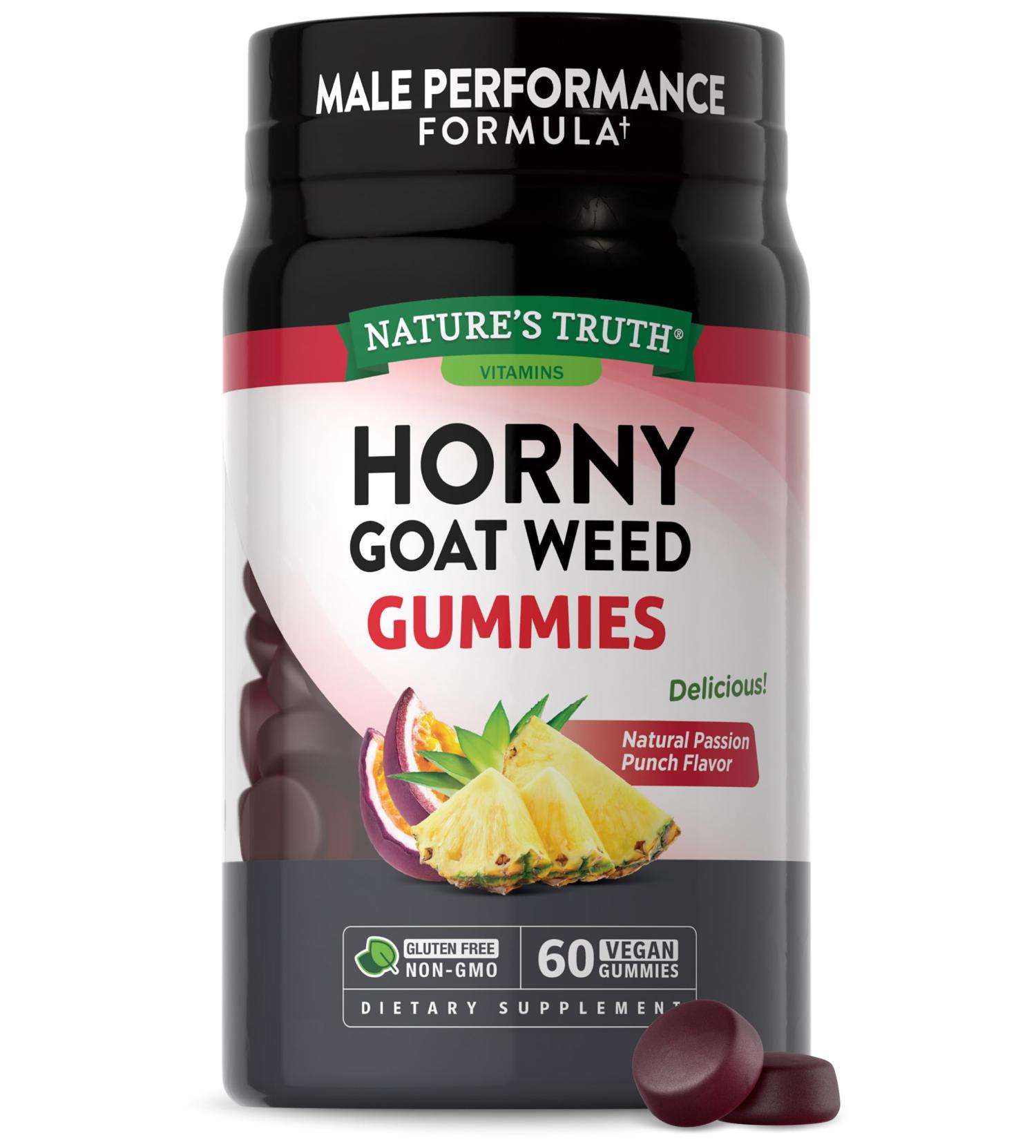 Nature's Truth Horny Goat Weed Gummies - 60 Count | Vegan & Non-GMO Supplement with Maca Root - Gluten Free Passion Punch Flavor for Men - Buy Online on GoSupps.com
