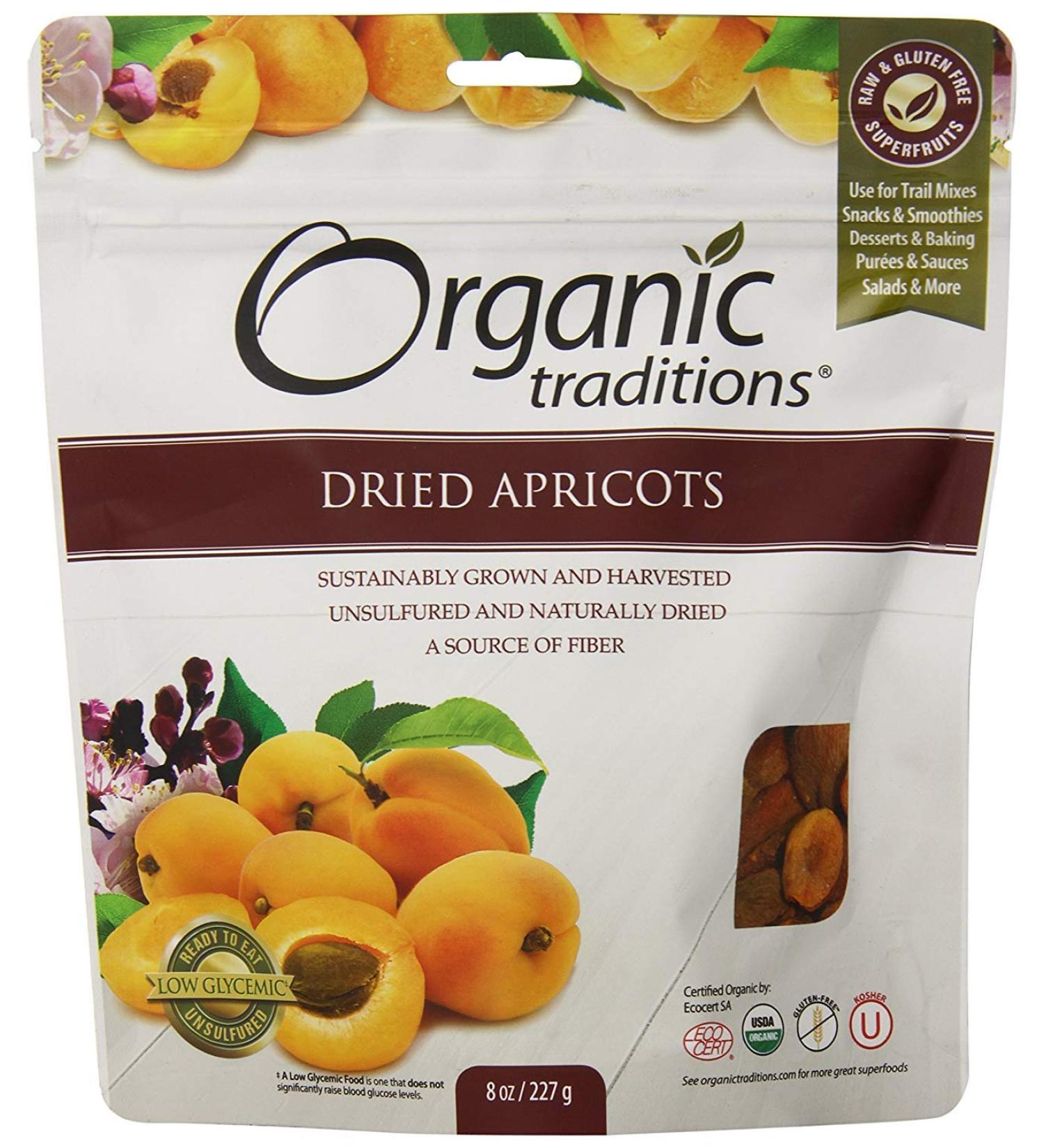 Organic Traditions Dried Apricots - 8oz | Certified Organic & Delicious - Buy Online on GoSupps.com