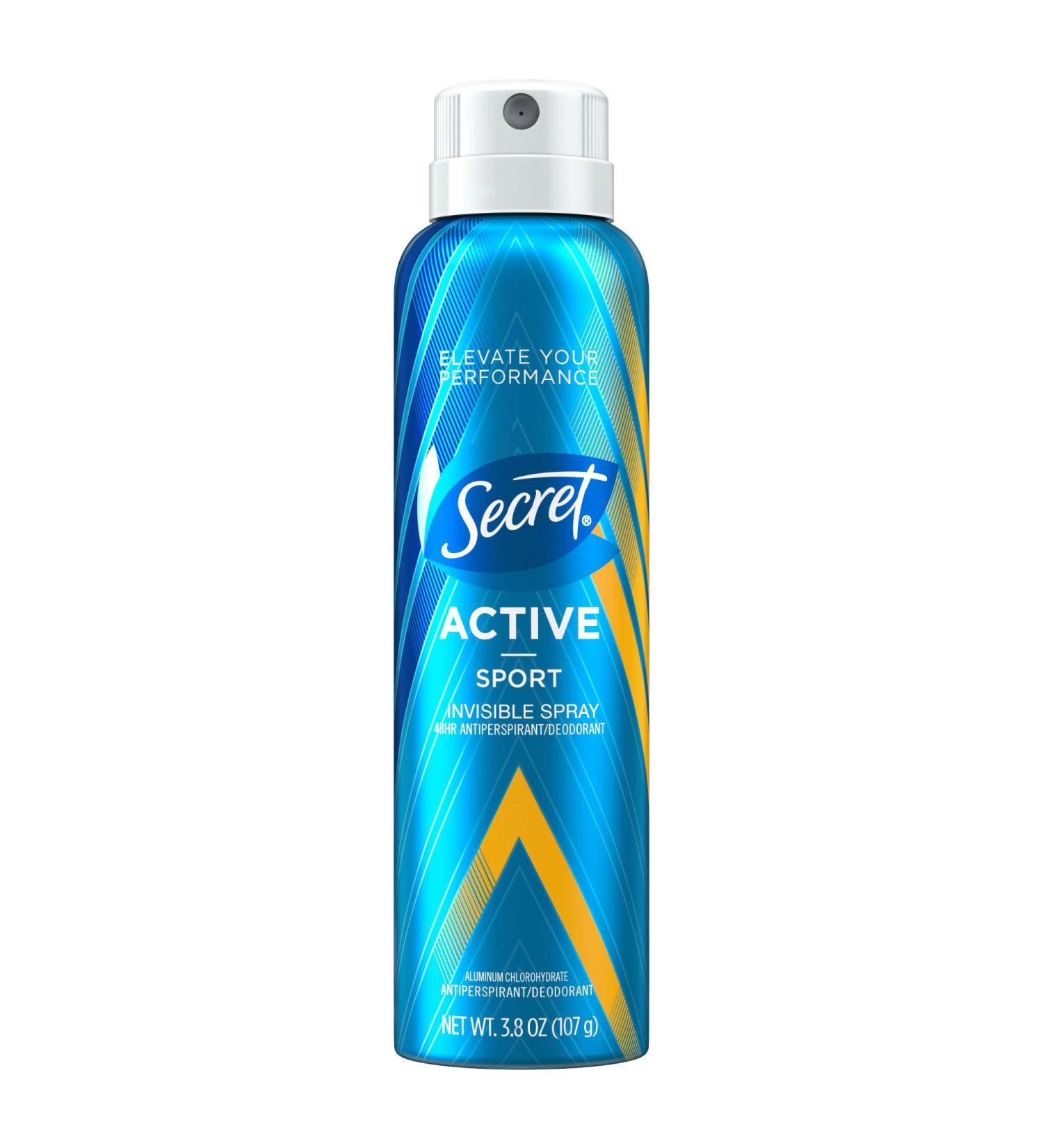 Secret Invisible Spray Antiperspirant and Deodorant for Women  Active Sport  3.8 oz