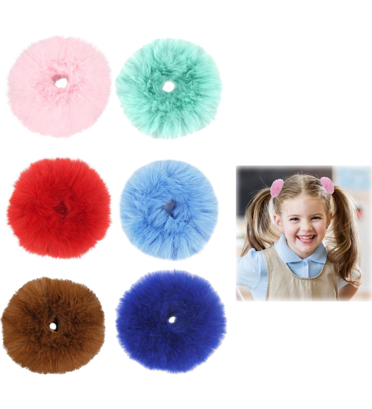 PLATEYTR 12 Pieces Hair Bands for Girls Pink Hair Bands Pink Hair Accessories Handmade Pink Pom Pom Hair Bands for Ponytails and Marble Hair - Buy Online on GoSupps.com