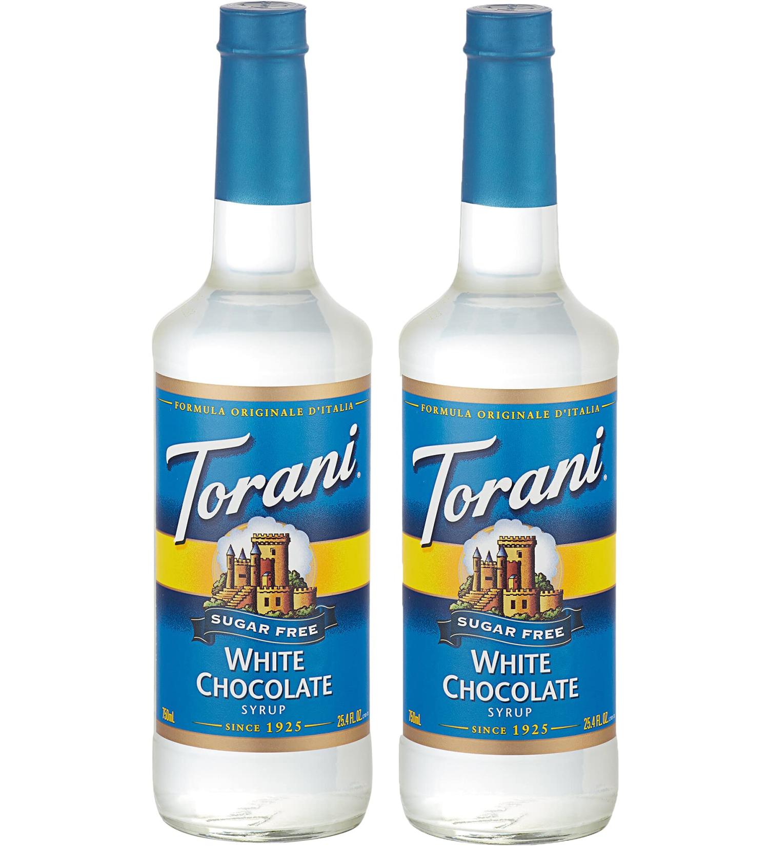 Torani Sugar-Free White Chocolate Flavour Syrup 750ml bottle 2 Pack transparent Glass Bottle 2 Pack - Buy Online on GoSupps.com