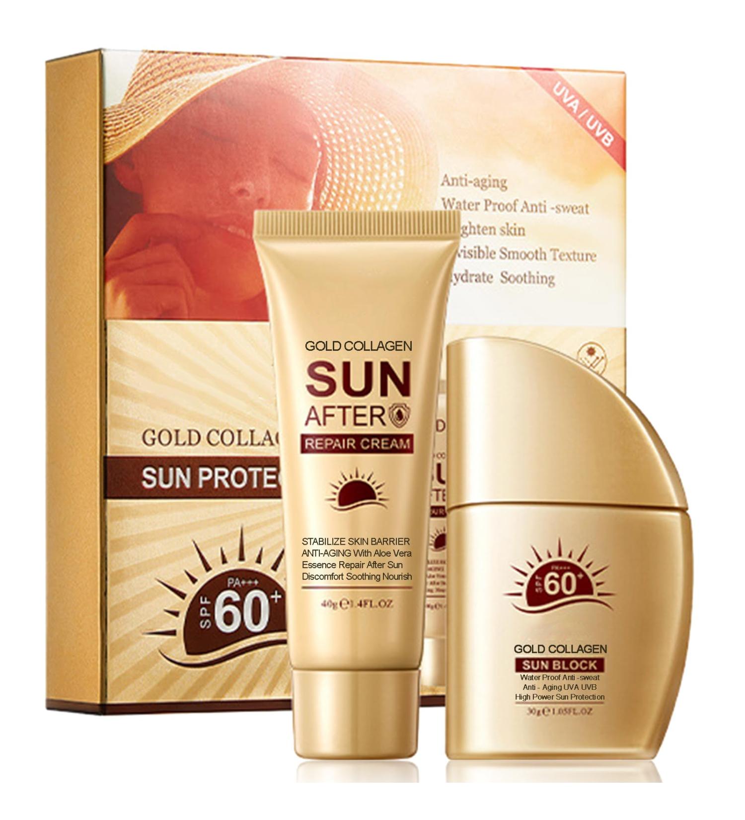 Buy Sunscreen for Face & Body + After Sun Lotion - SPF 60+ Sun Protection Aloe Soothing Skincare Non-Sticky Face Moisturizer - International Shipping Available - Buy Online on GoSupps.com