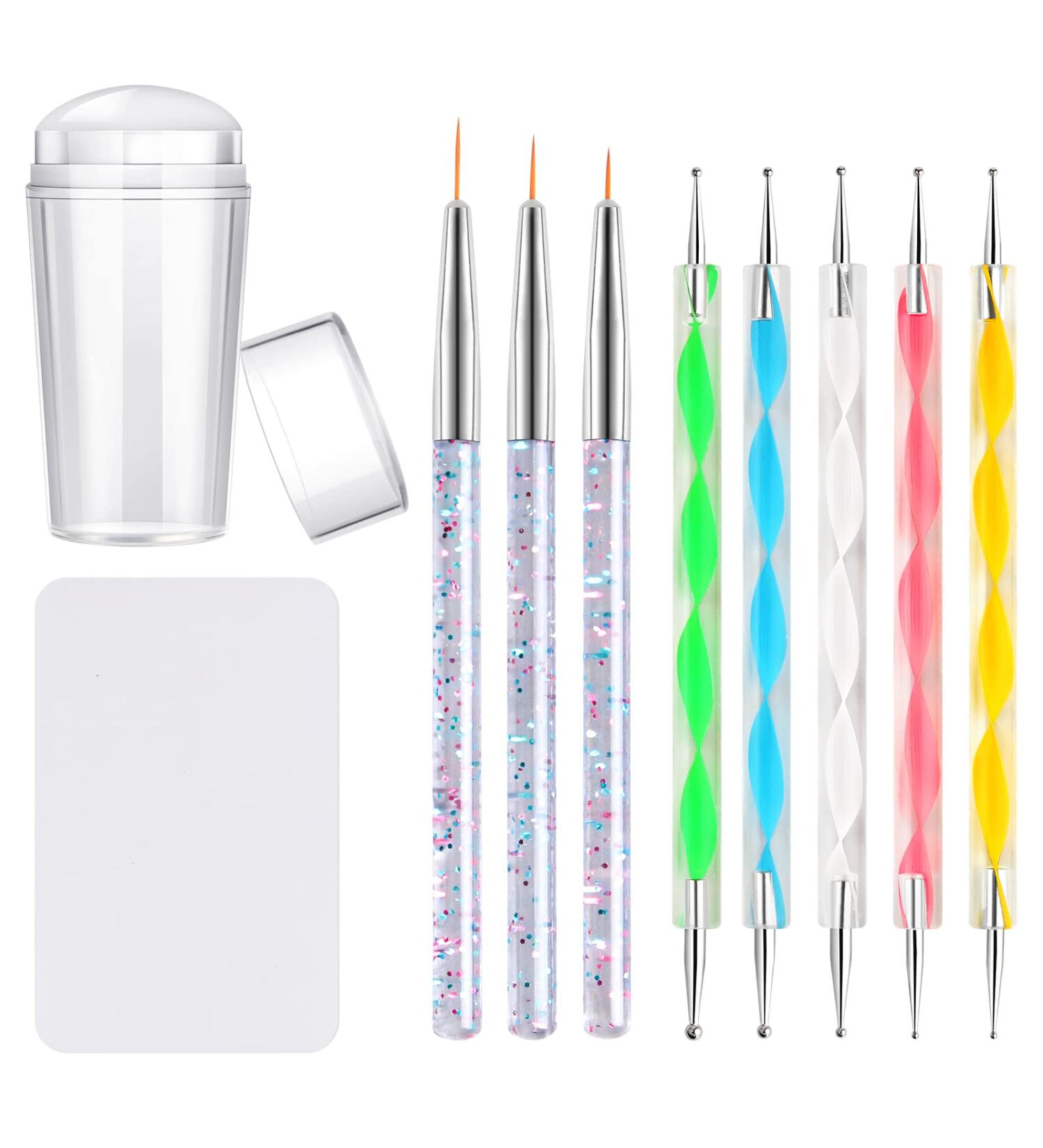 Kalolary Nail Stamper Kit with Brushes, Dotting Pens, French Tip Stamp - Nail Art Tools for Stamping Manicure - Buy Online on GoSupps.com