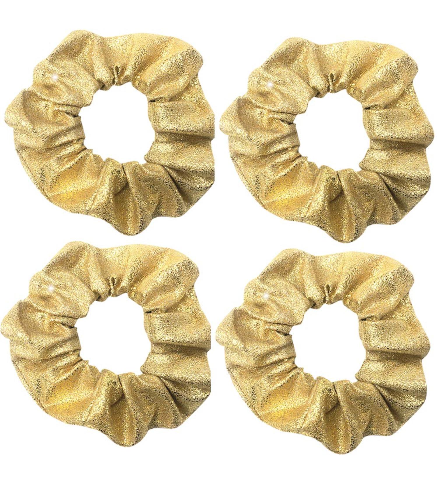 4 Pack Gold Marble Metallic Hair Scrunchies - Festival Christmas Hair Ties for Girls - Buy Online on GoSupps.com