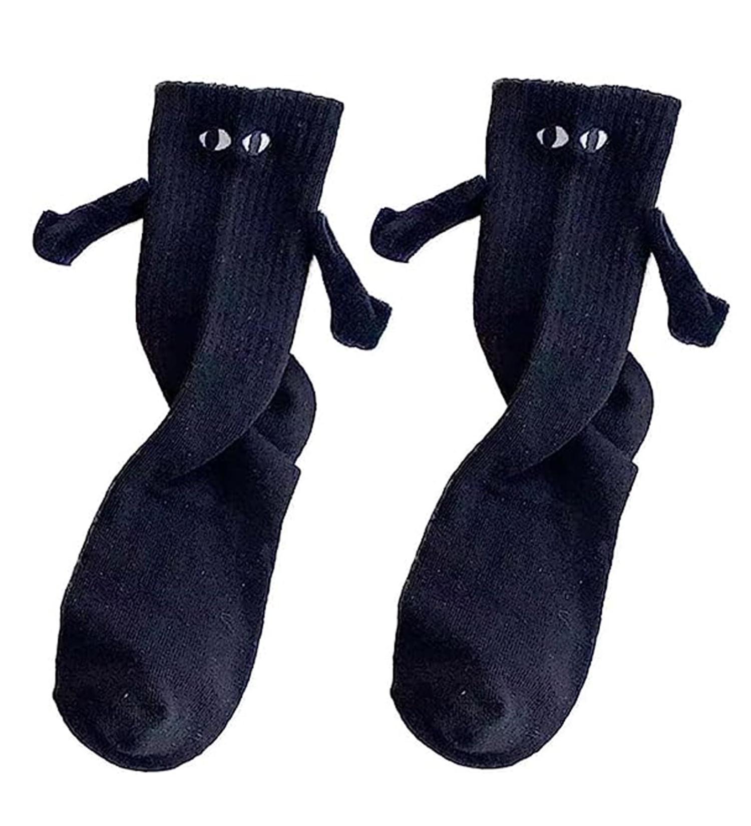 Magnetic Hand Holding Socks | Unisex Funny Couple 3D Doll Socks | 1 Pair Black - Buy Online on GoSupps.com