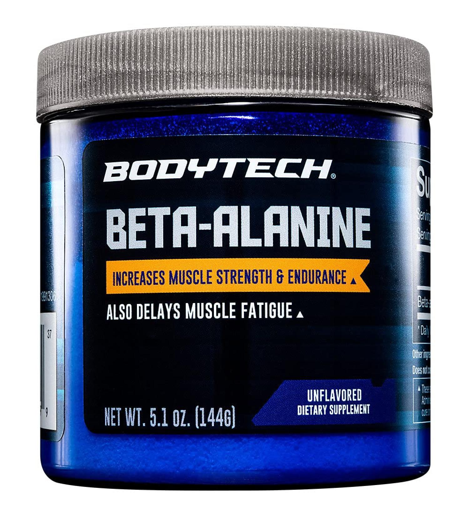 BODYTECH Beta-Alanine Powder - Supports Muscle Endurance Performance & Workout Capacity - Unflavored (5.1 oz 90 Servings) - Buy Online on GoSupps.com