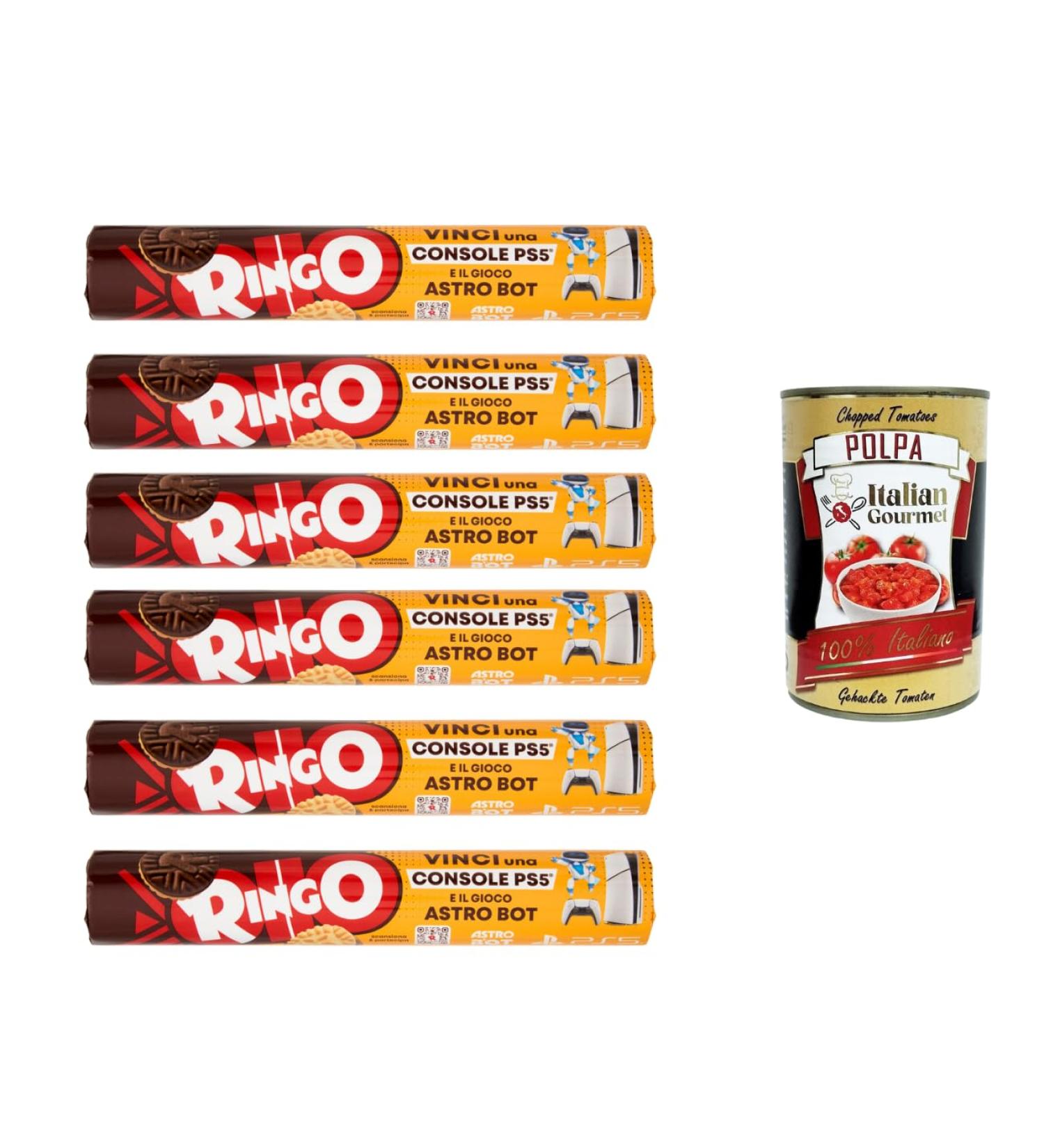  Italian Gourmet E.R. Ringo Cocoa Vanilla Double Cookies 6 x 165 g Family Snack Italian Sandwich Cookies for Kids School Office Stocks + Italian Gourmet Polpa - Buy Online on GoSupps.com