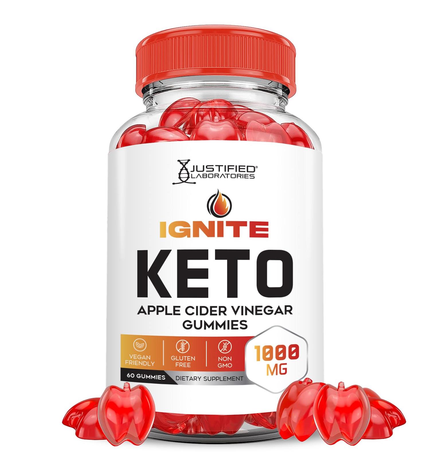 Ignite Keto ACV Gummies 1000MG - Vegan Apple Cider Vinegar with Pomegranate & Beet Juice - Non-GMO 60 Count | Advanced Keto Weight Loss - Buy Online on GoSupps.com