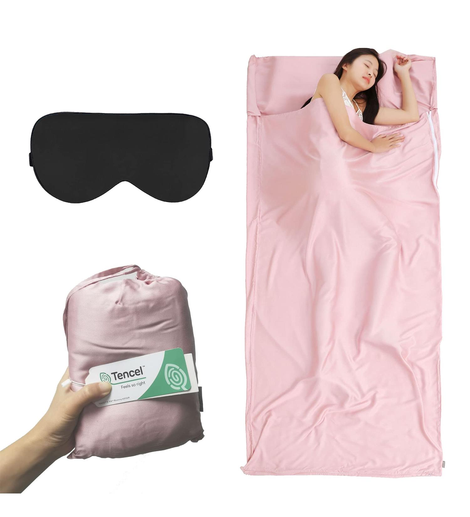 Cozysilk Tencel Lyocell Sleeping Bag Liner with Zipper | 100% Austrian Lenzing AG Tencel | Soft Silky Smooth Sleep Sack for Adults | Travel Sheet for Hotel/Backpacking | Includes Pure Silk Sleep Mask | Pink | Luxury 41 x 87 inch - Buy Online on GoSupps.com