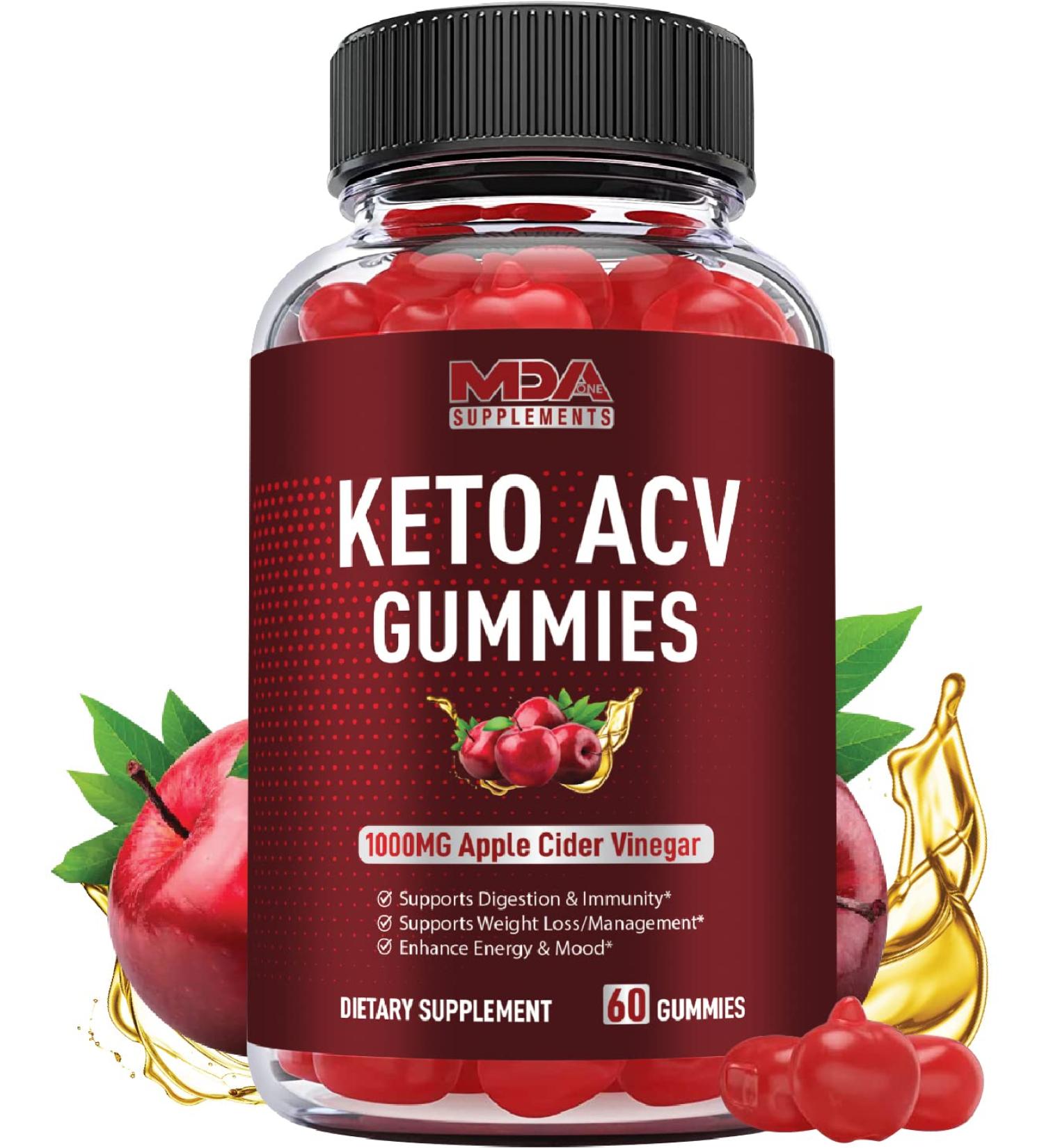 Keto ACV Gummies 1000mg for Weight Loss, Detox & Energy - Organic Apple Cider Vinegar Gummies - Buy Online on GoSupps.com