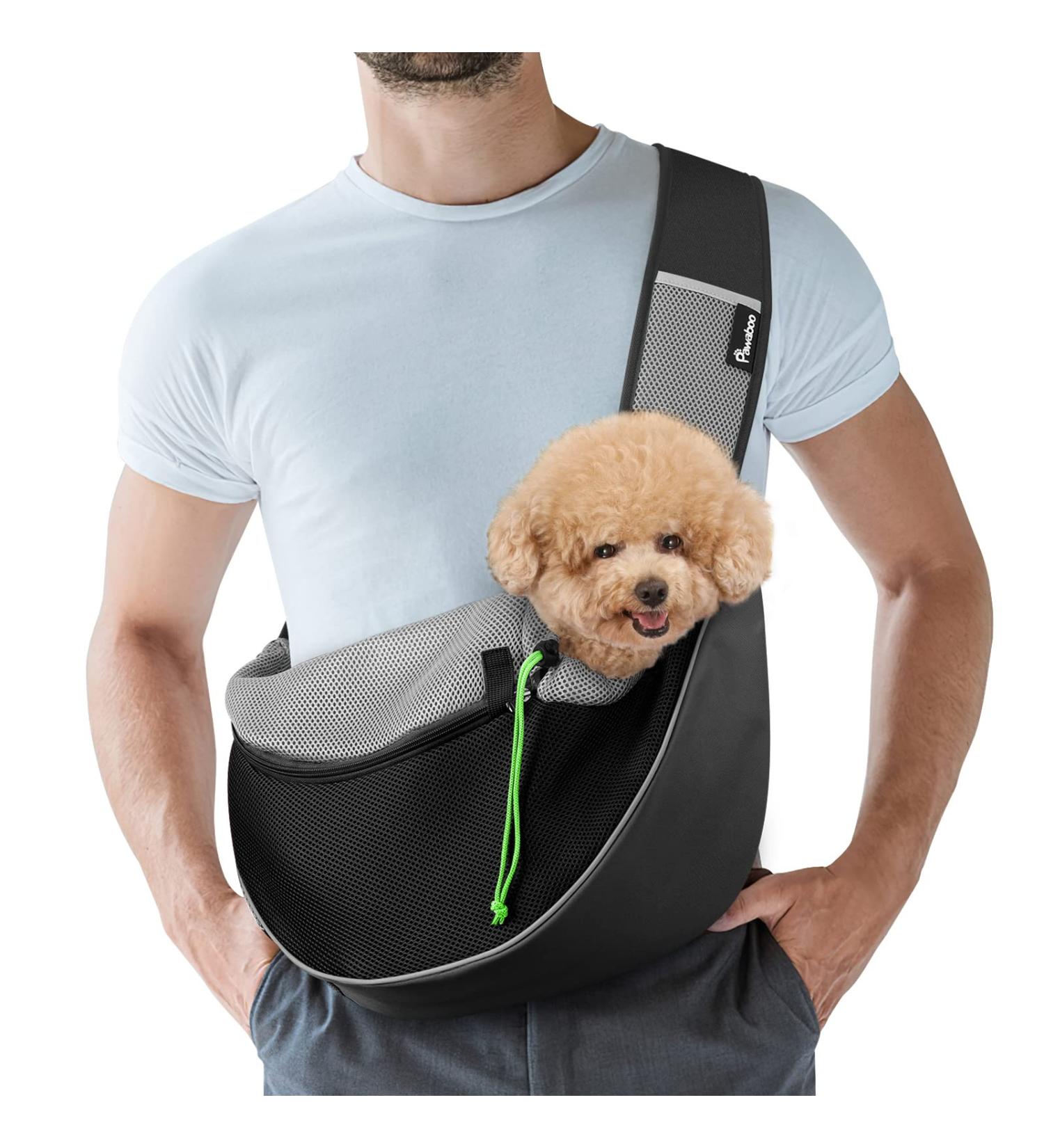 Pawaboo Adjustable Dog Carrier Bag - Pet Shoulder Transport Bag for Outdoor Travel - Black - Size M - Buy Online on GoSupps.com
