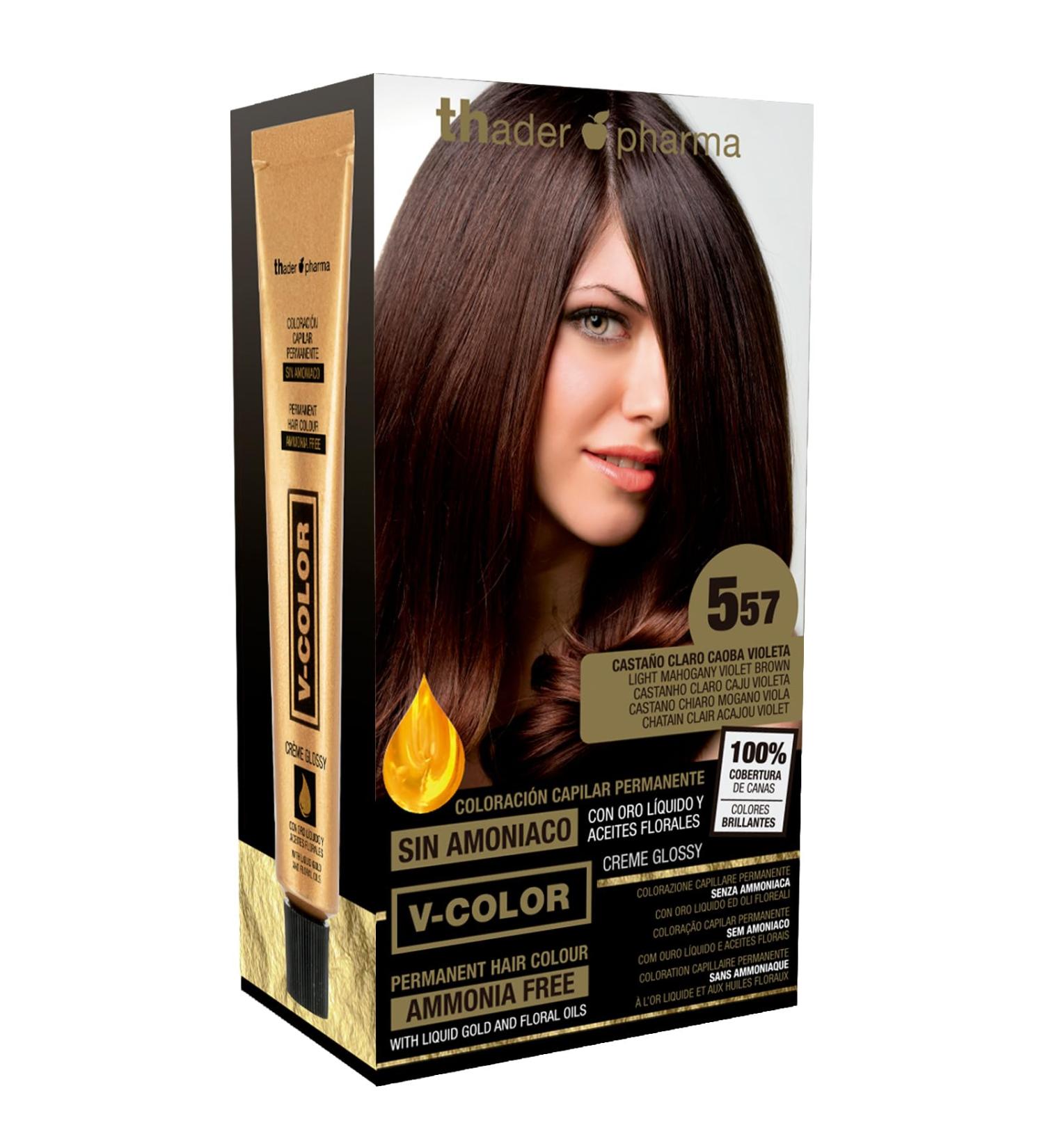  Thader Th Pharma Thader Th Pharma V-Color Ammonia-Free Permanent Hair Colour Kit with 100% Grey Coverage 120 ml (Light Mahogany Purple Brown) - Buy Online on GoSupps.com