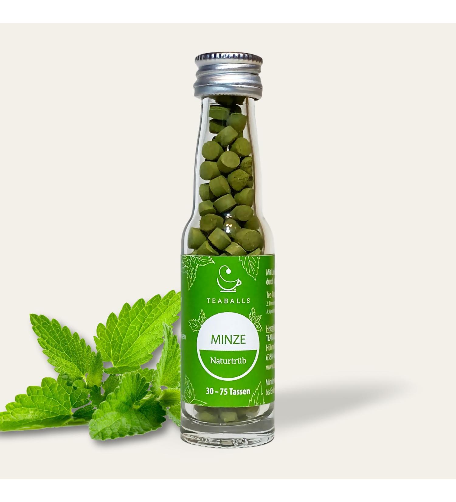 TEABALLS - Mint naturally cloudy (1 x 12g) | approx. 150 teaballs | for approx. 30-75 cups of tea | 100% pure vegetable | Known from: The thing of the year - Buy Online on GoSupps.com