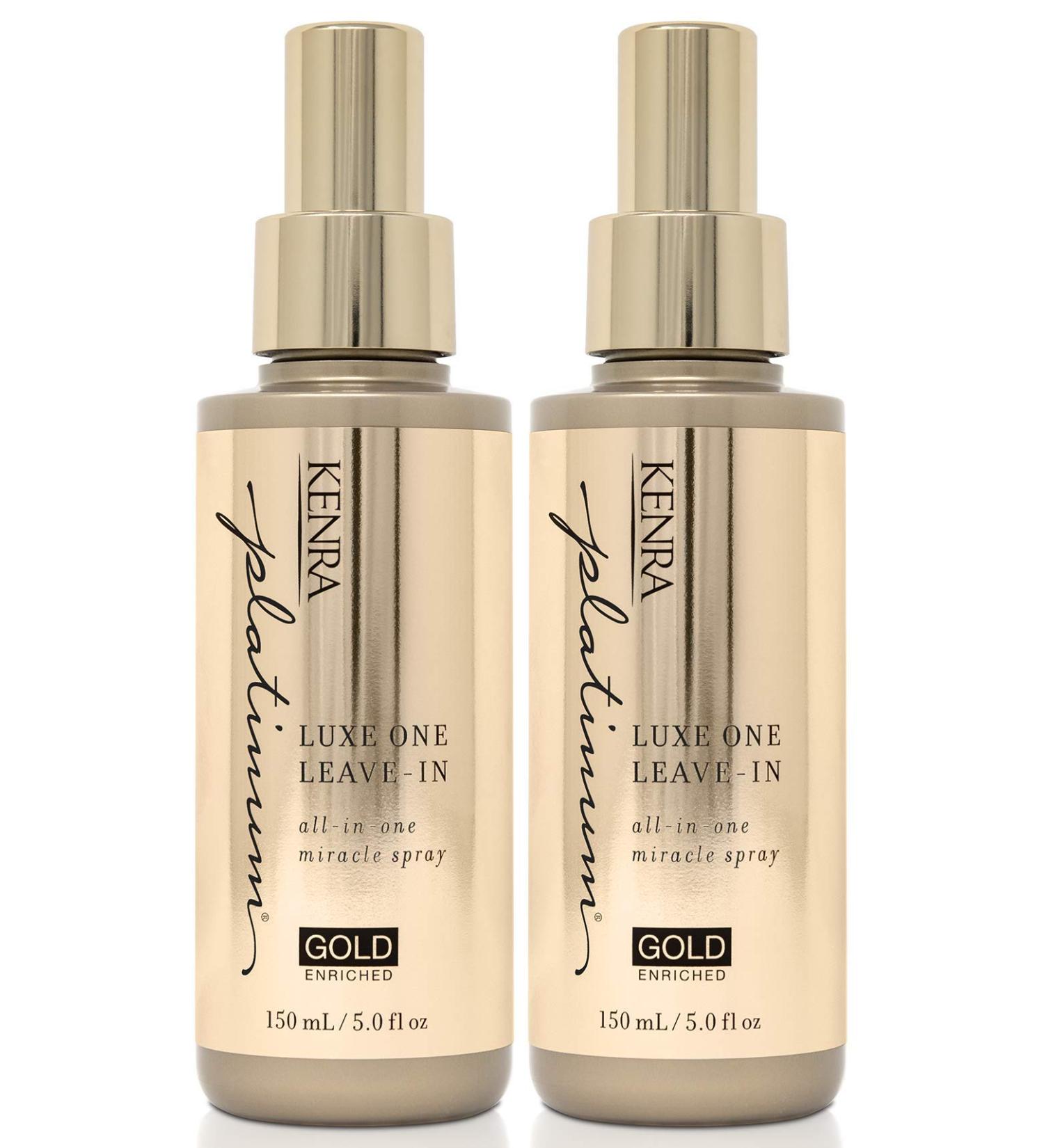 Kenra Platinum Luxe One Leave-In | All-In One Miracle Spray | Enriched with Precious Gold | Opulent Slip & Shine | Thermal/Heat Protection | Medium To Coarse Hair 5 Fl Oz (Pack of 2)