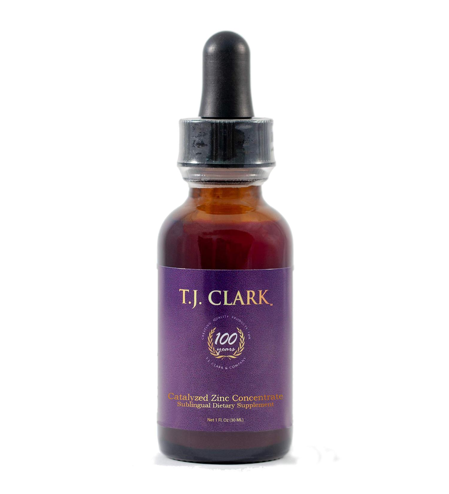 Zinc Sulfate Concentrate Extra Strength Catalyzed Liquid Supplement TJ Clark Sublingual Drops 1 Fl Oz 30mg Per Serving