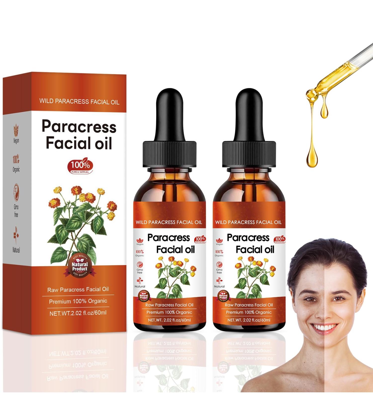 100% Pure Organic Paracress Facial Oil - Anti-Aging Moisturizing Essential Oil with Spilanthes Acmella Oleracea Flower & MCT Oil for Wrinkle Reduction Moisturizing & Glowing Skin Face Oil (2pcs) - Buy Online on GoSupps.com