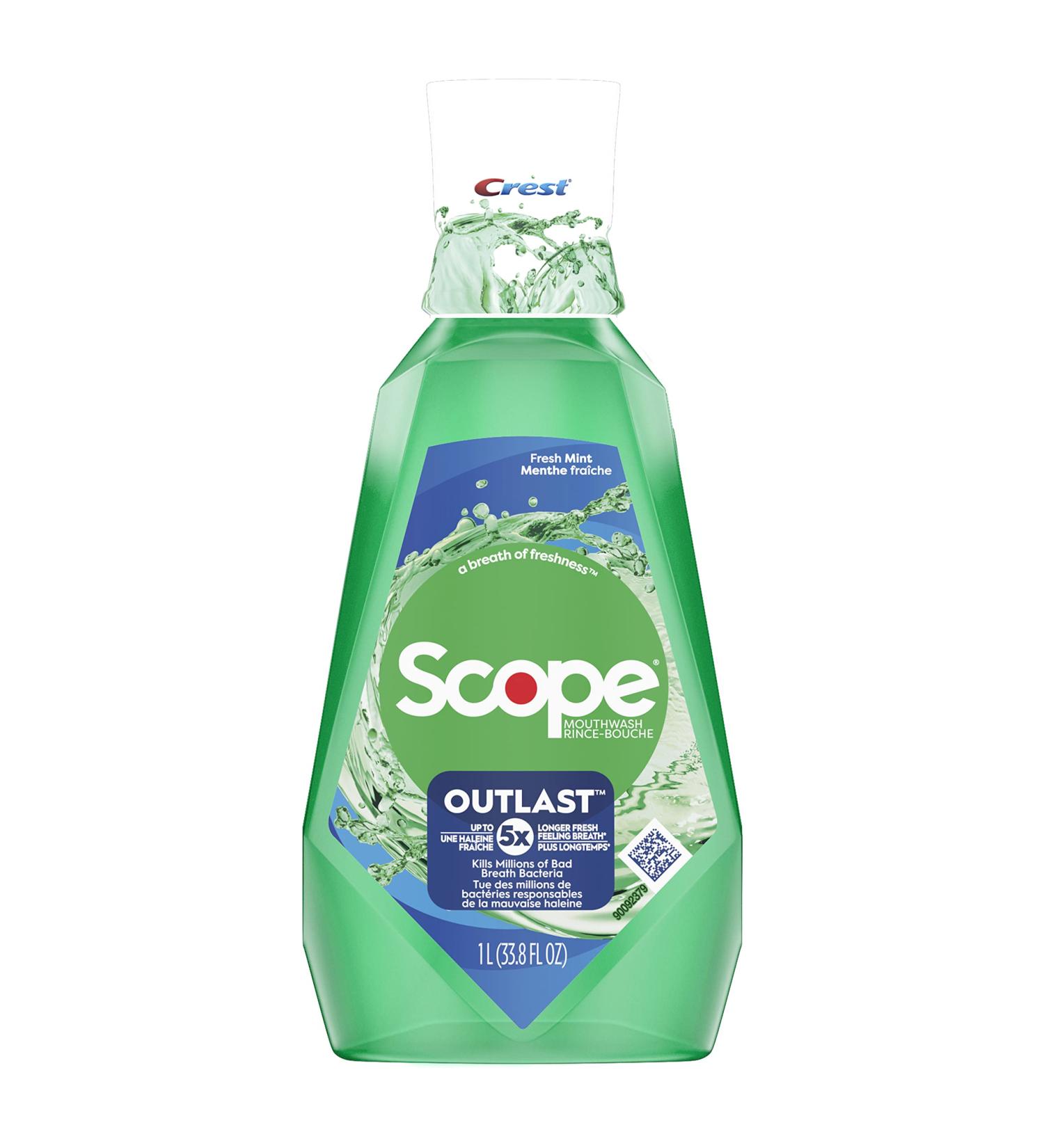 Crest Scope Outlast Mouthwash, Long Lasting Mint, 1L (33.8 fl oz) - Pack of 1 - Buy Online on GoSupps.com