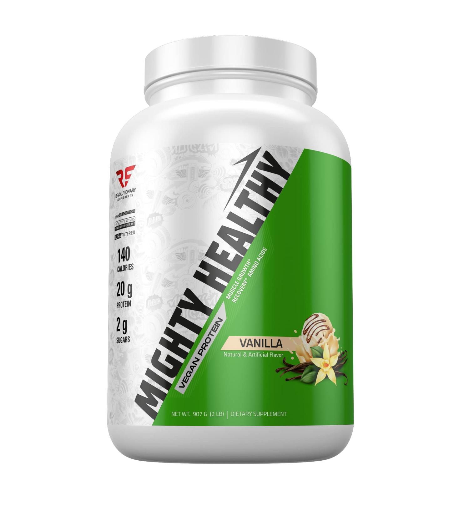 RevSupps Mighty Healthy Protein Powder | Vegan Muscle Recovery Formula | Fast Absorbing Pea & Brown Rice Blend | Vanilla Flavor - Buy Online on GoSupps.com