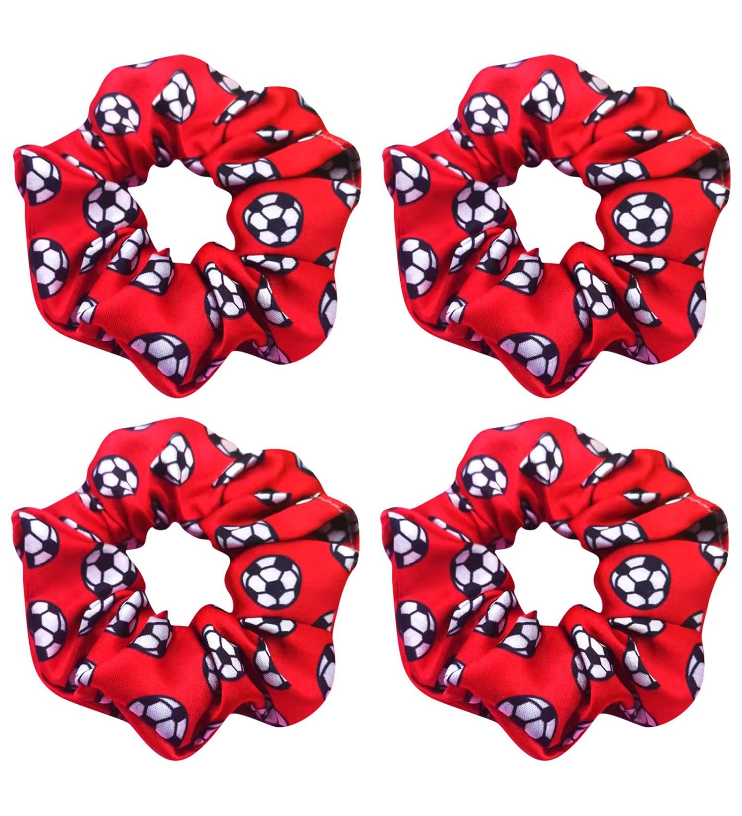 4 Pack Sparkly Soccer Hair Scrunchies - Ponytail Holders for Girls Soccer Teams and School Games - Buy Online on GoSupps.com