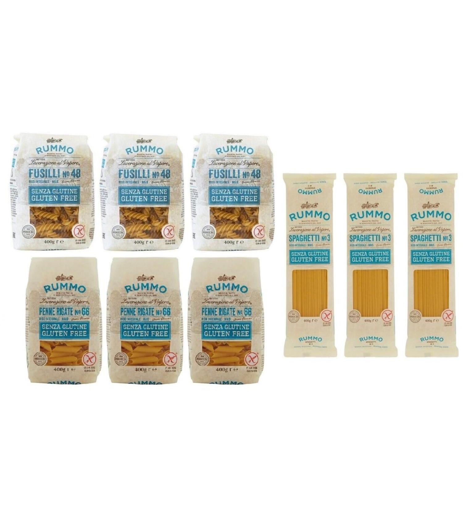 Rummo Pasta Test Pack Spaghetti Gluten Free Fusilli Penne Rigate Senza Glutine 400g 9 Pack - Buy Online on GoSupps.com