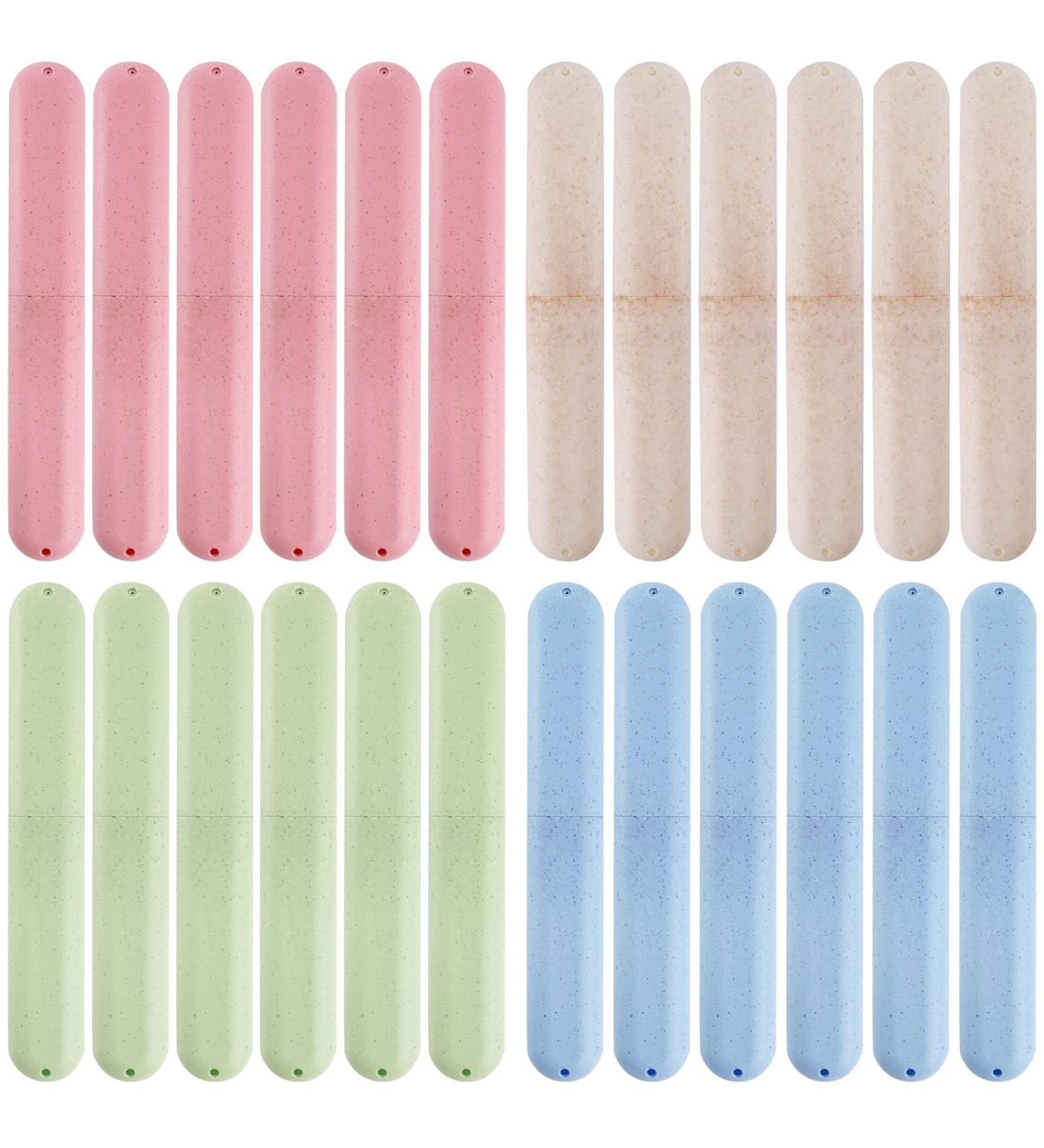 Hedume 28 Pack Travel Toothbrush Case - Portable Dust-proof Holder for Home, Travel, Camping - 4 Colors Available - Buy Online on GoSupps.com