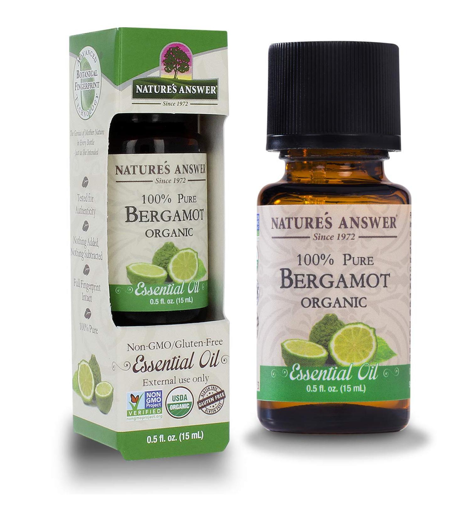 Organic Bergamot Essential Oil - Nature's Answer | Pure, Therapeutic Aroma - Buy Online on GoSupps.com